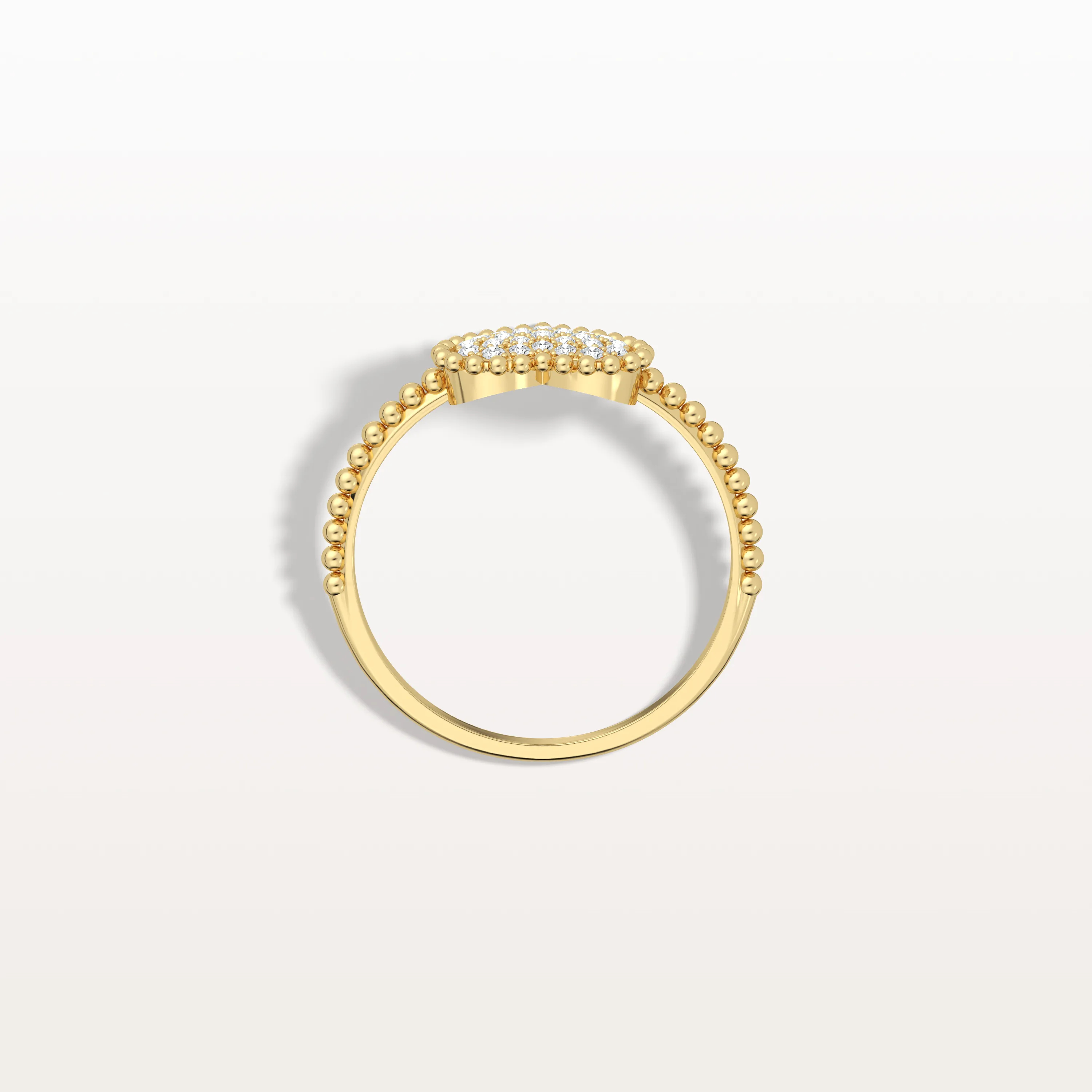 Lab Grown Diamond Beaded Heart Ring in 14K White Gold - Image 5