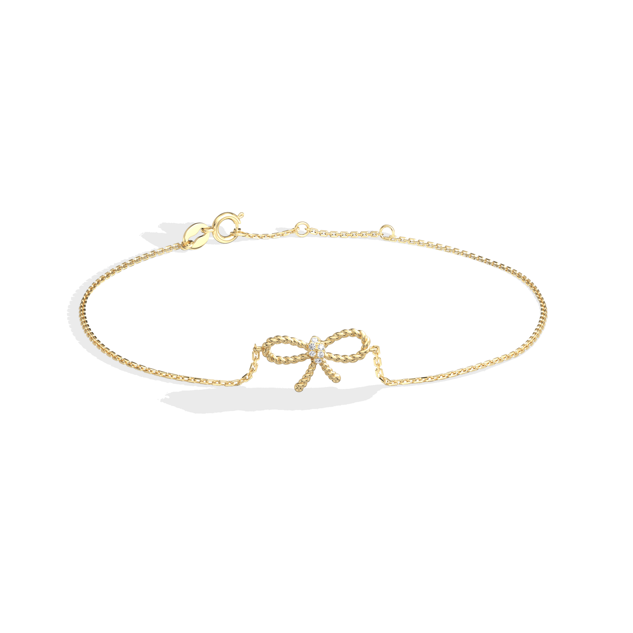 Lab Grown Diamond Bow Bracelet In 14K Solid Gold/Platinum - Image 5