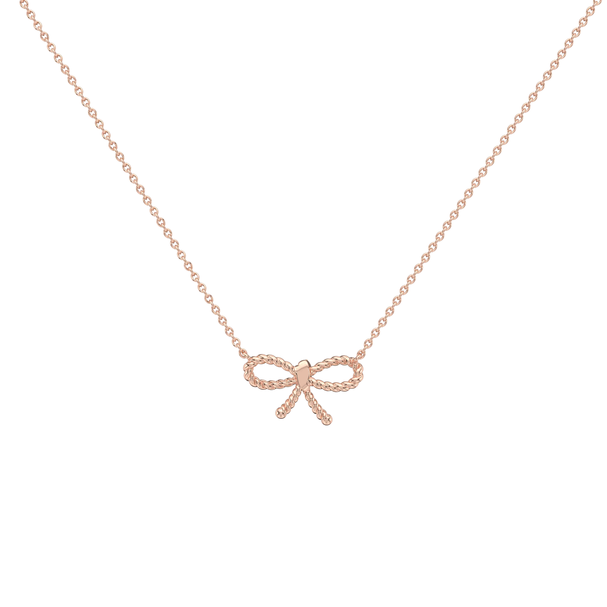 Lab Grown Diamond Bow Pendant Necklace In 14K Solid Gold/Platinum - Image 20