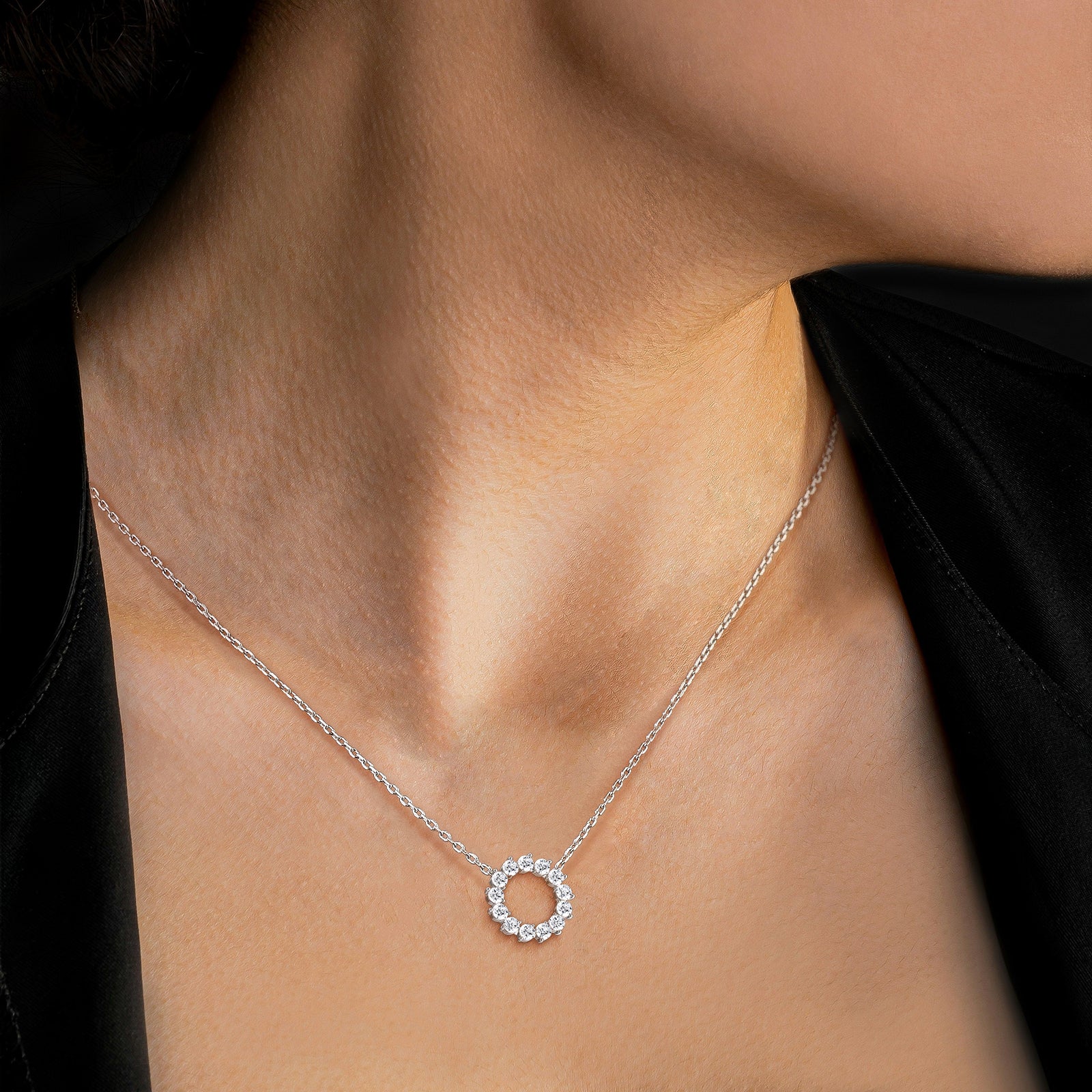 Lab Grown Diamond Circle Pendant Necklace - Image 21