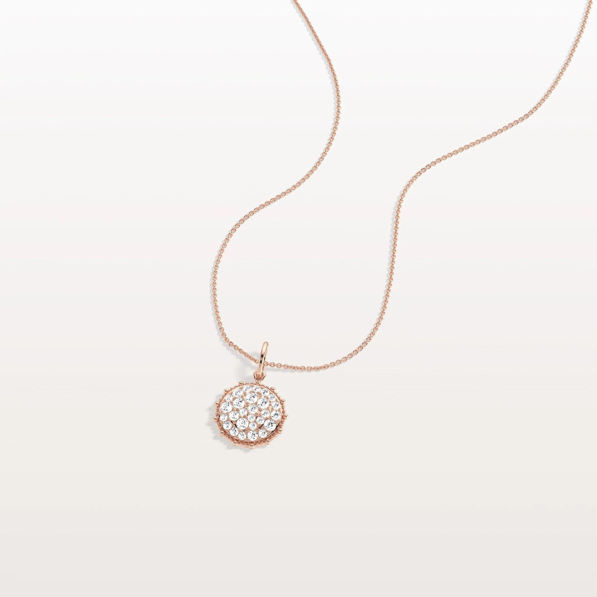 Lab Grown Diamond Circle Pendant Necklace in 14K Solid Gold/Platinum - Image 19