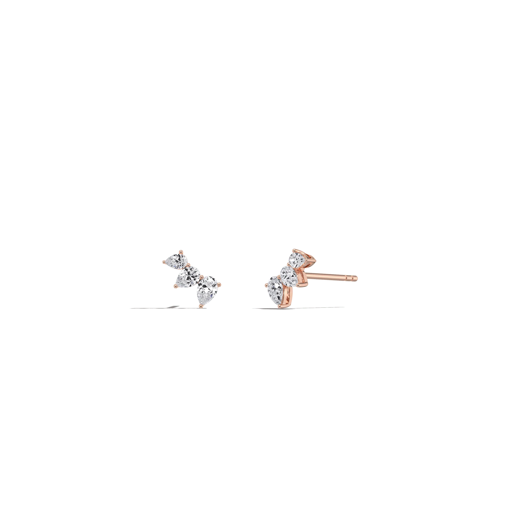 Lab Grown Diamond Climber Stud Earring in 14K Solid Gold/Platinum - Image 14
