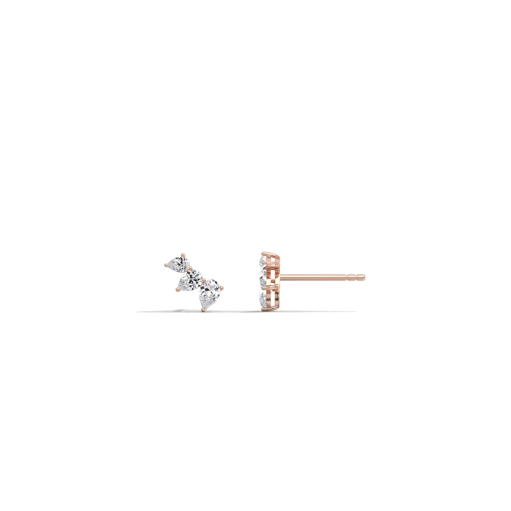 Lab Grown Diamond Climber Stud Earring in 14K Solid Gold/Platinum - Image 17