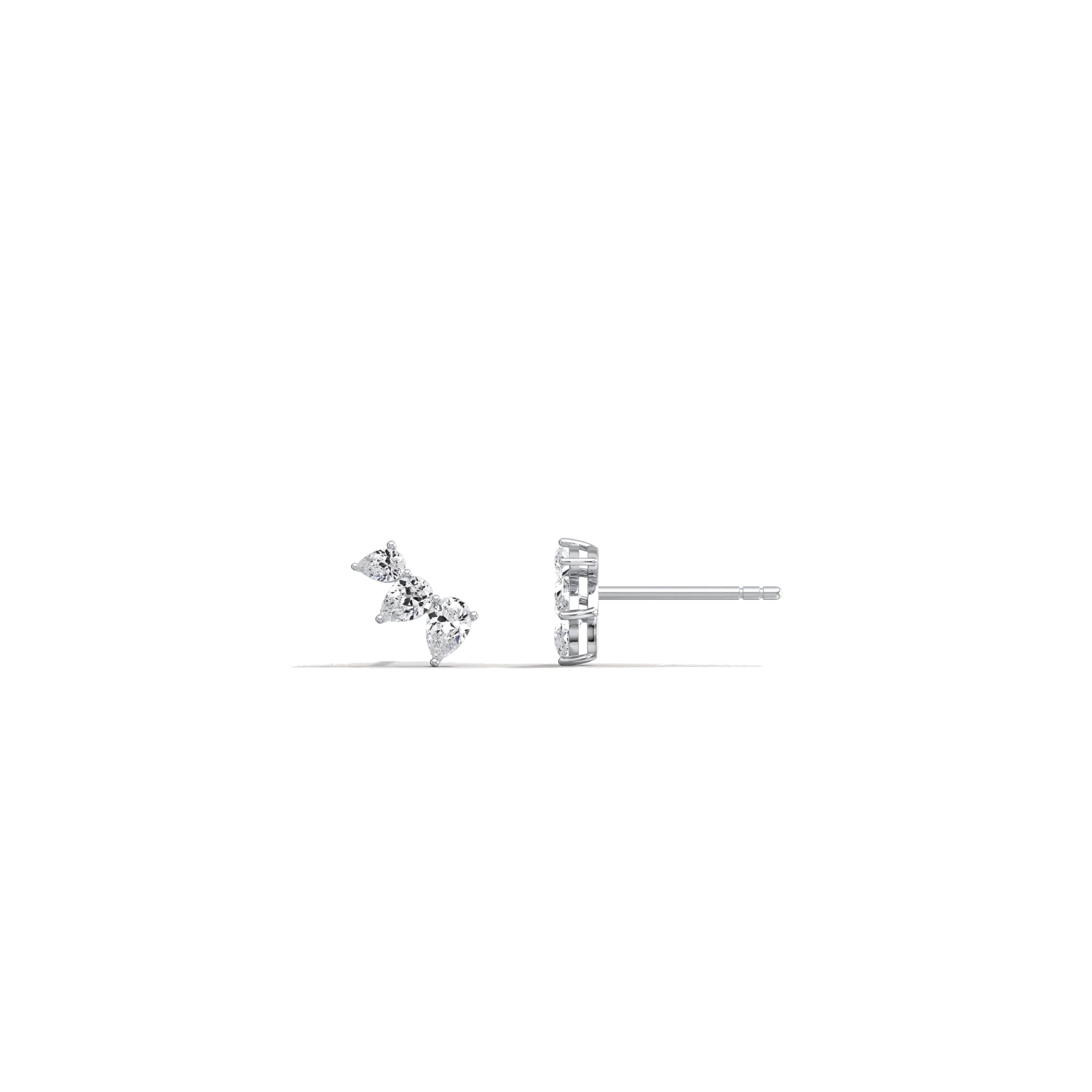 Lab Grown Diamond Climber Stud Earring in 14K Solid Gold/Platinum - Image 23