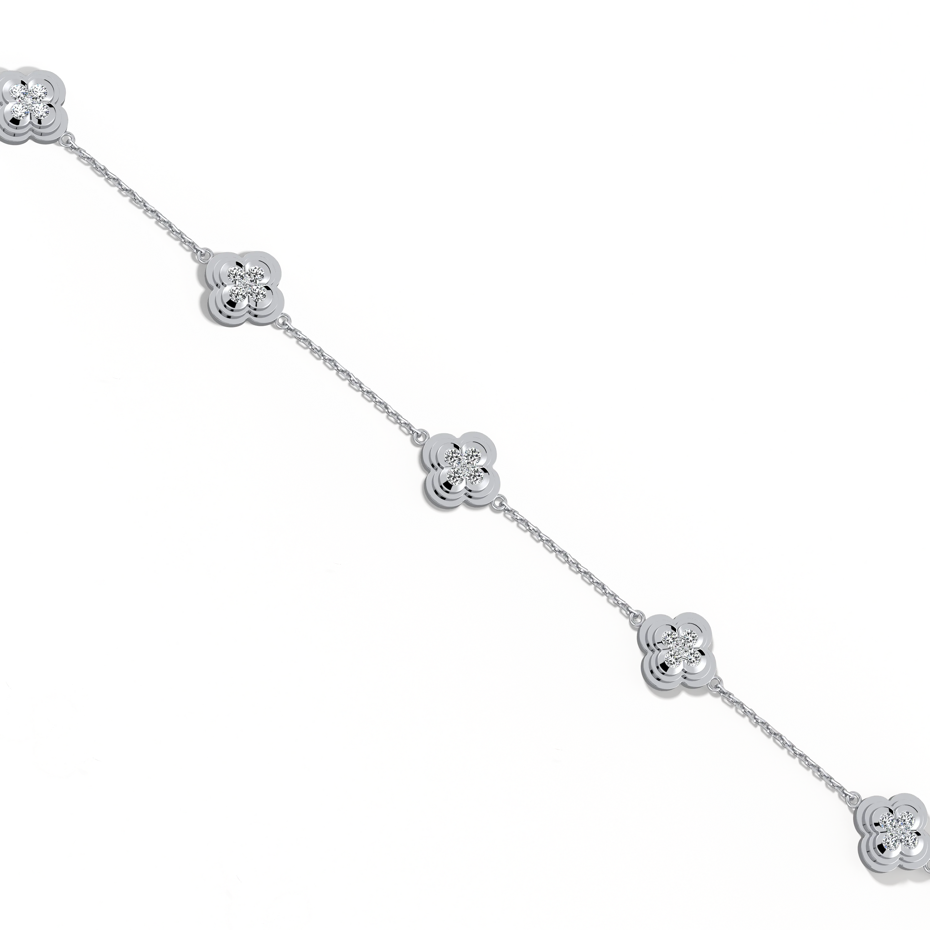 Lab Grown Diamond Clover Bracelet in 14K Solid Gold/Platinum - Image 13
