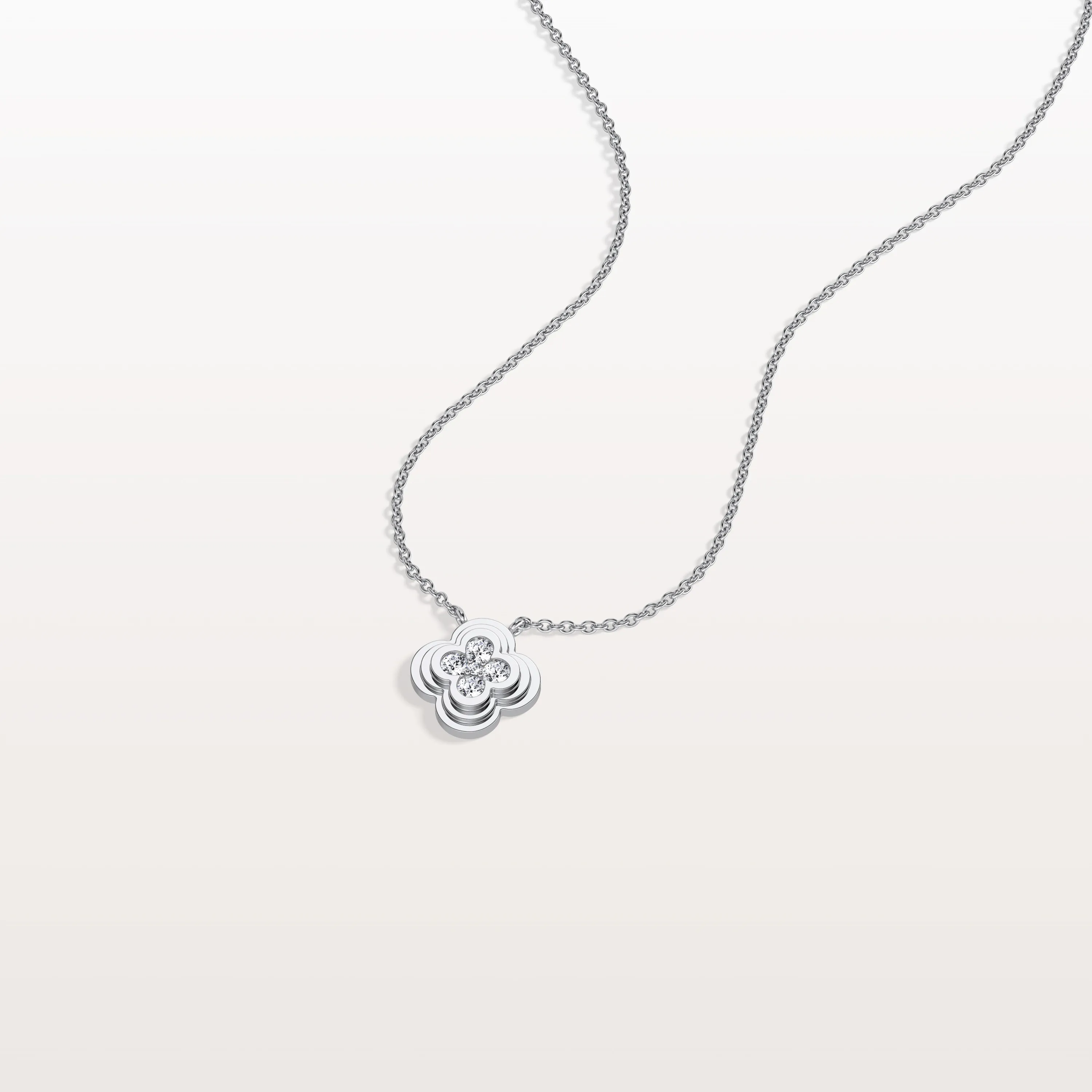 Lab Grown Diamond Clover Necklace in 14K Solid Gold/Platinum - Image 10