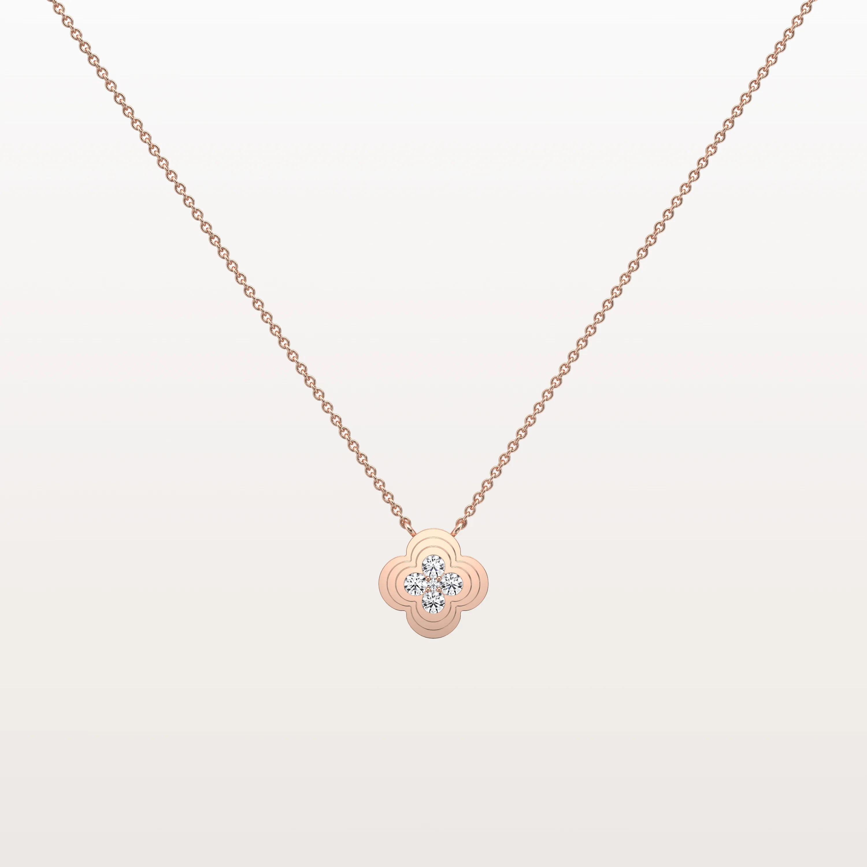 Lab Grown Diamond Clover Necklace in 14K Solid Gold/Platinum - Image 12