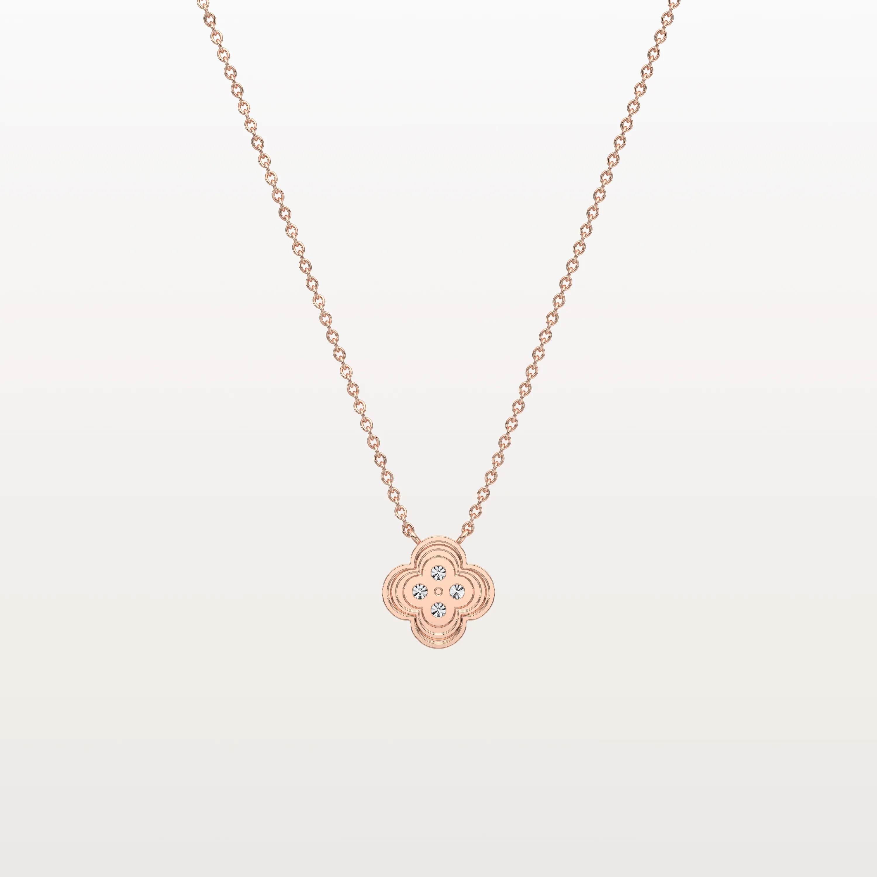Lab Grown Diamond Clover Necklace in 14K Solid Gold/Platinum - Image 15