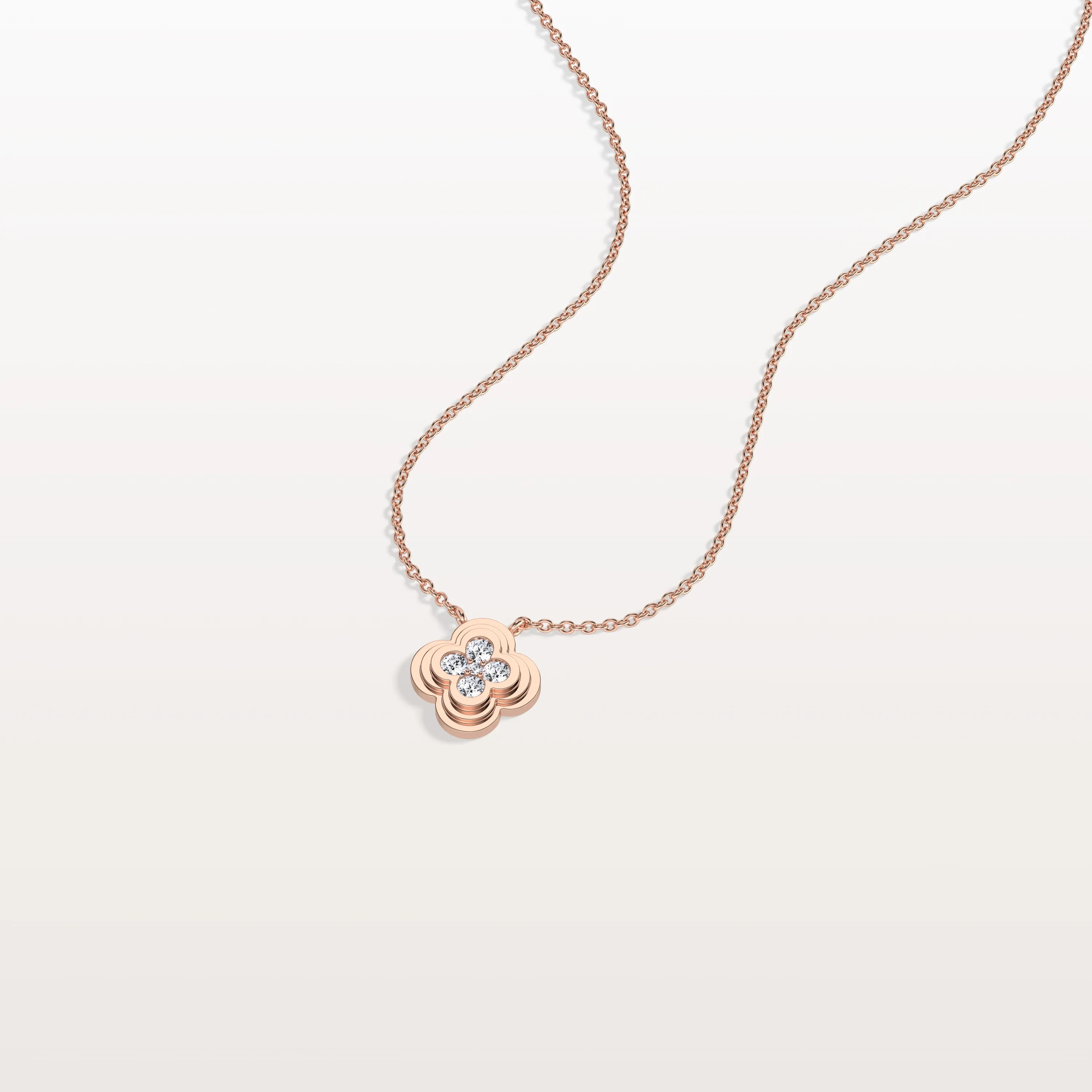 Lab Grown Diamond Clover Necklace in 14K Solid Gold/Platinum - Image 16