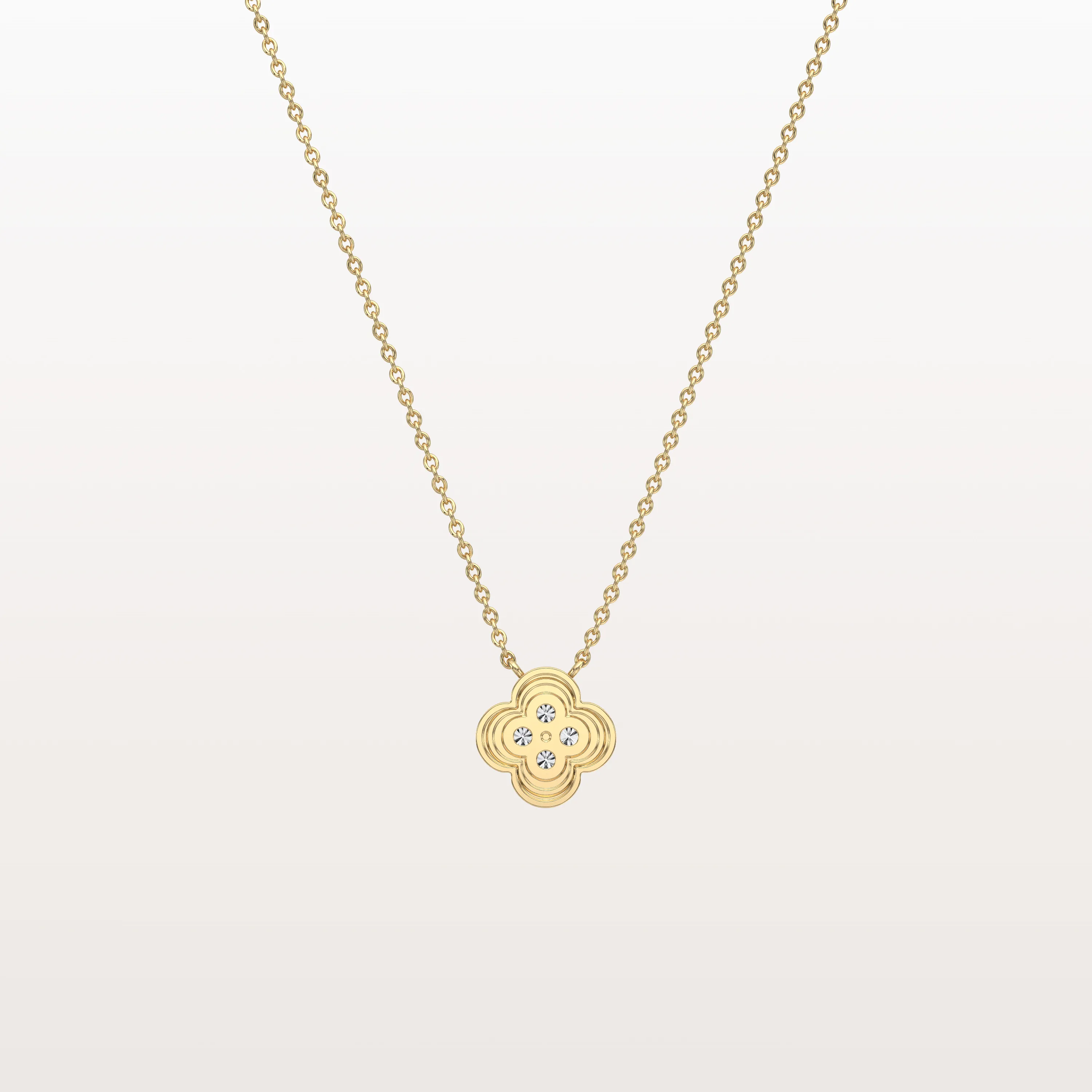 Lab Grown Diamond Clover Necklace in 14K Solid Gold/Platinum - Image 4