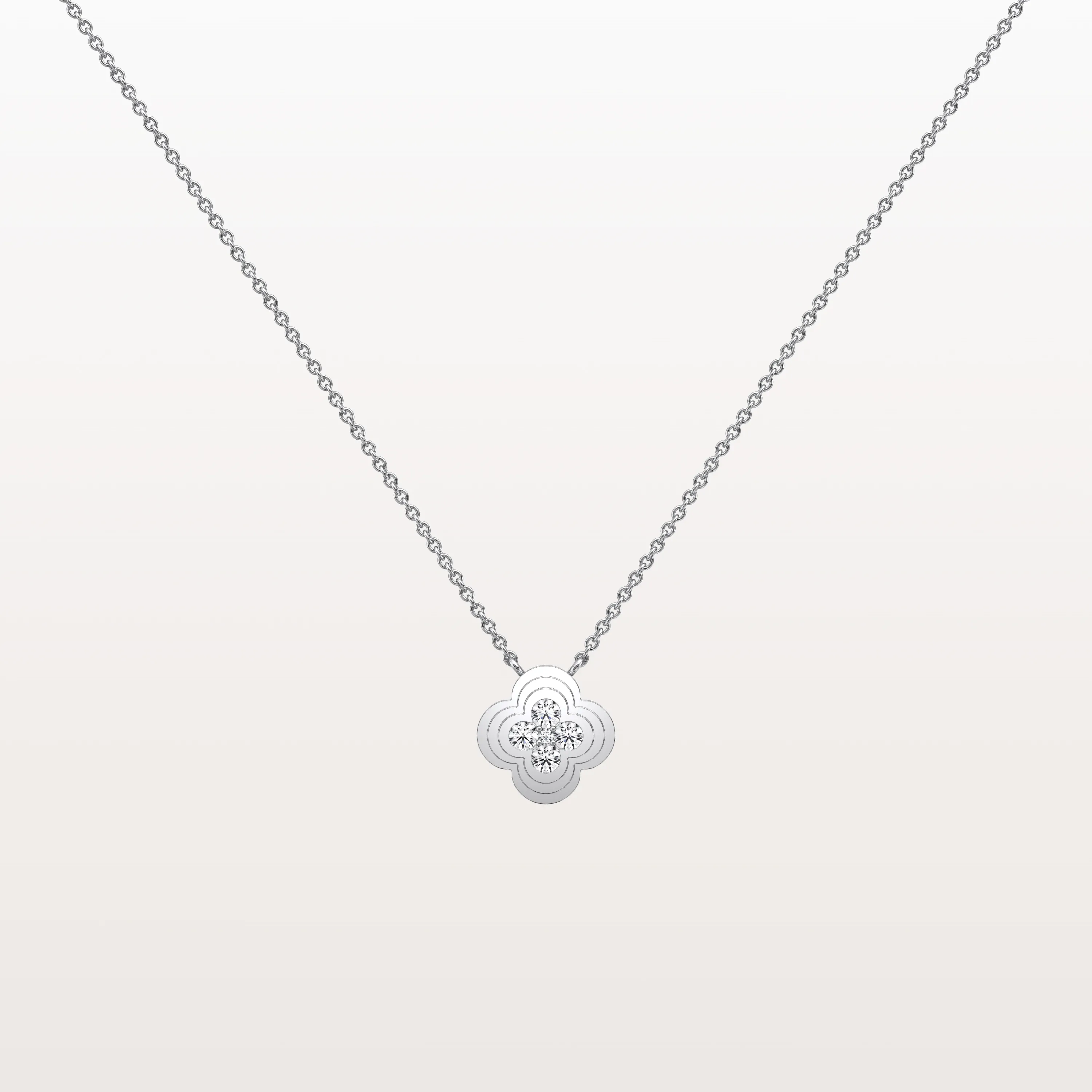 Lab Grown Diamond Clover Necklace in 14K Solid Gold/Platinum - Image 7
