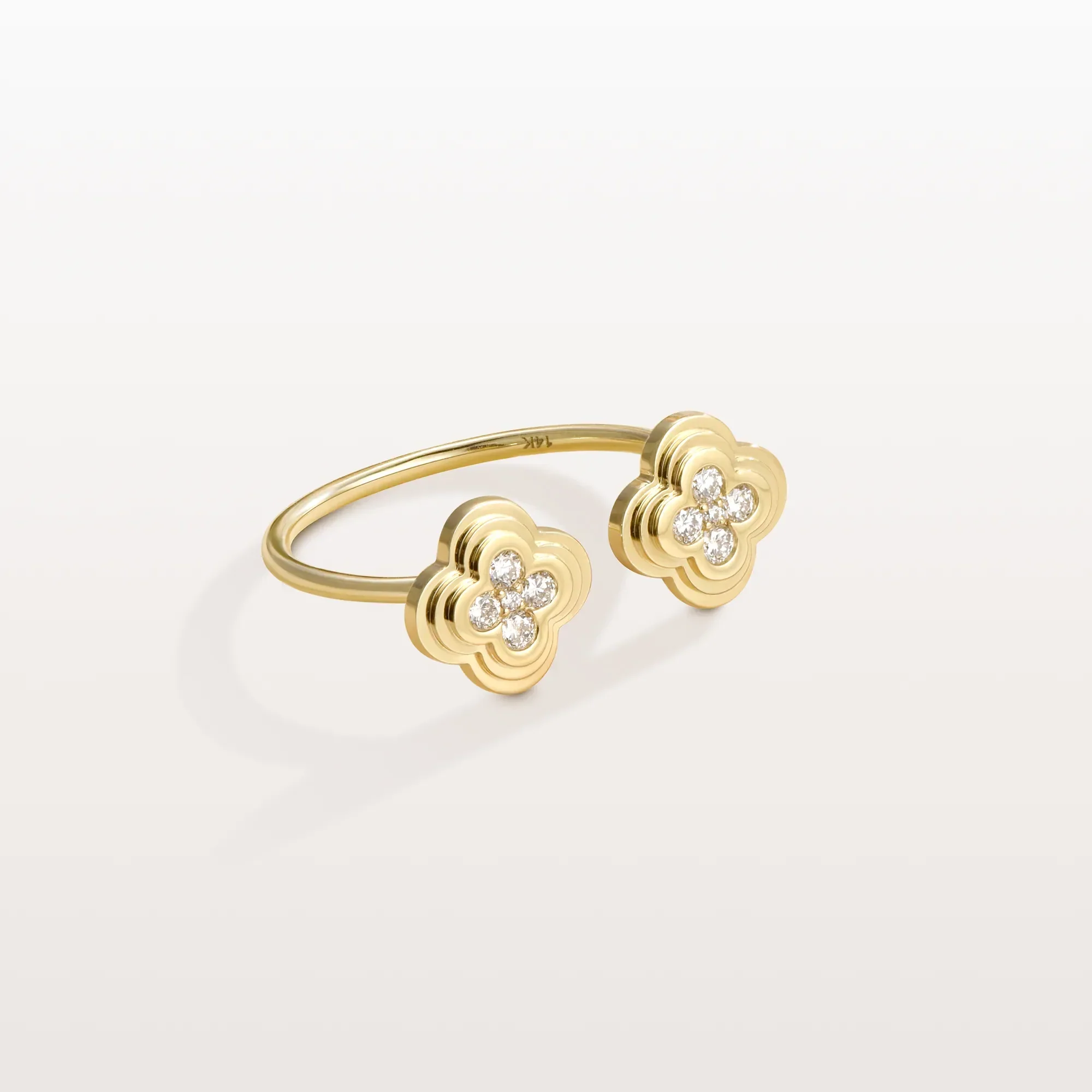 Lab Grown Diamond Clover Ring In 14K Gold/Platinum - Image 5