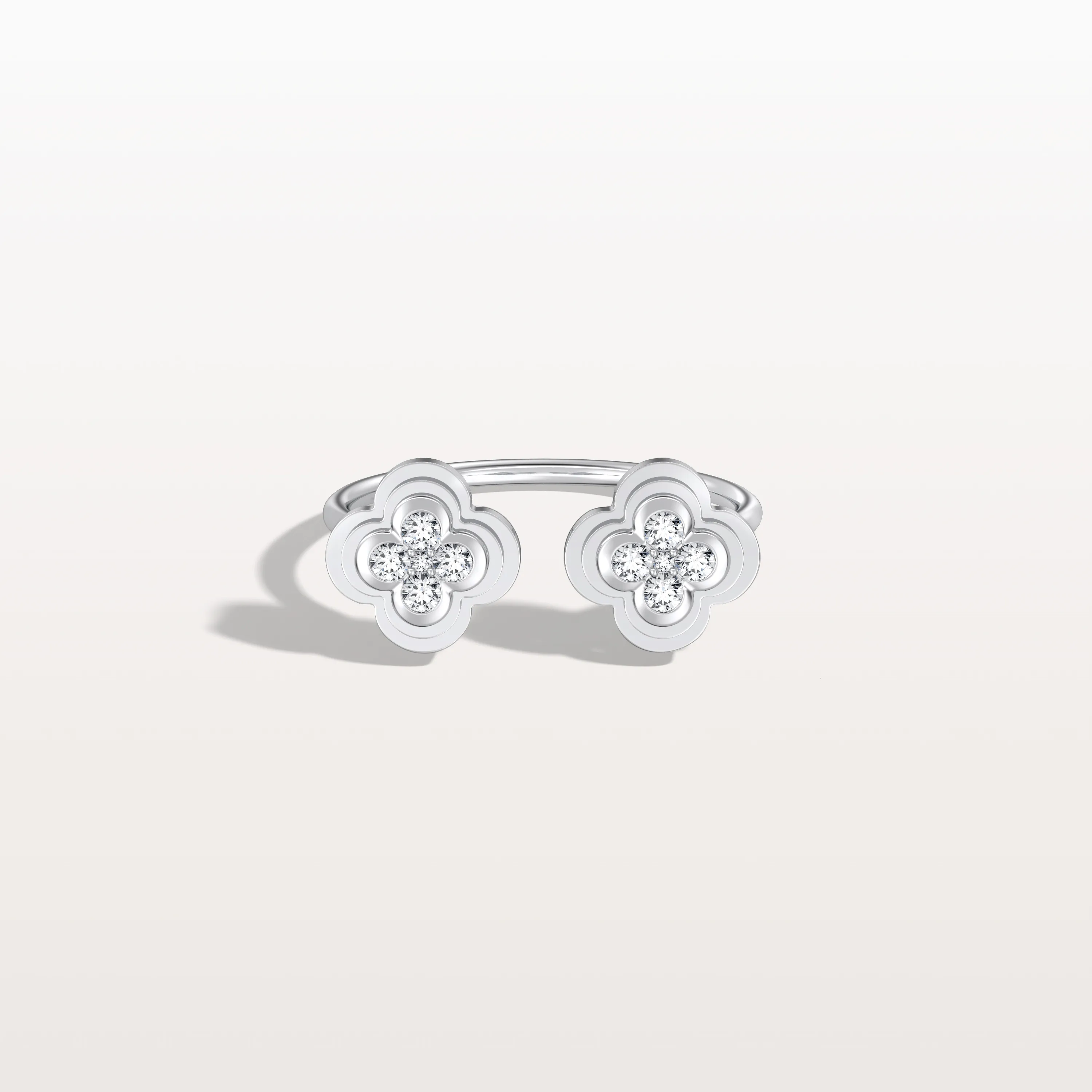 Lab Grown Diamond Clover Ring In 14K Gold/Platinum - Image 8