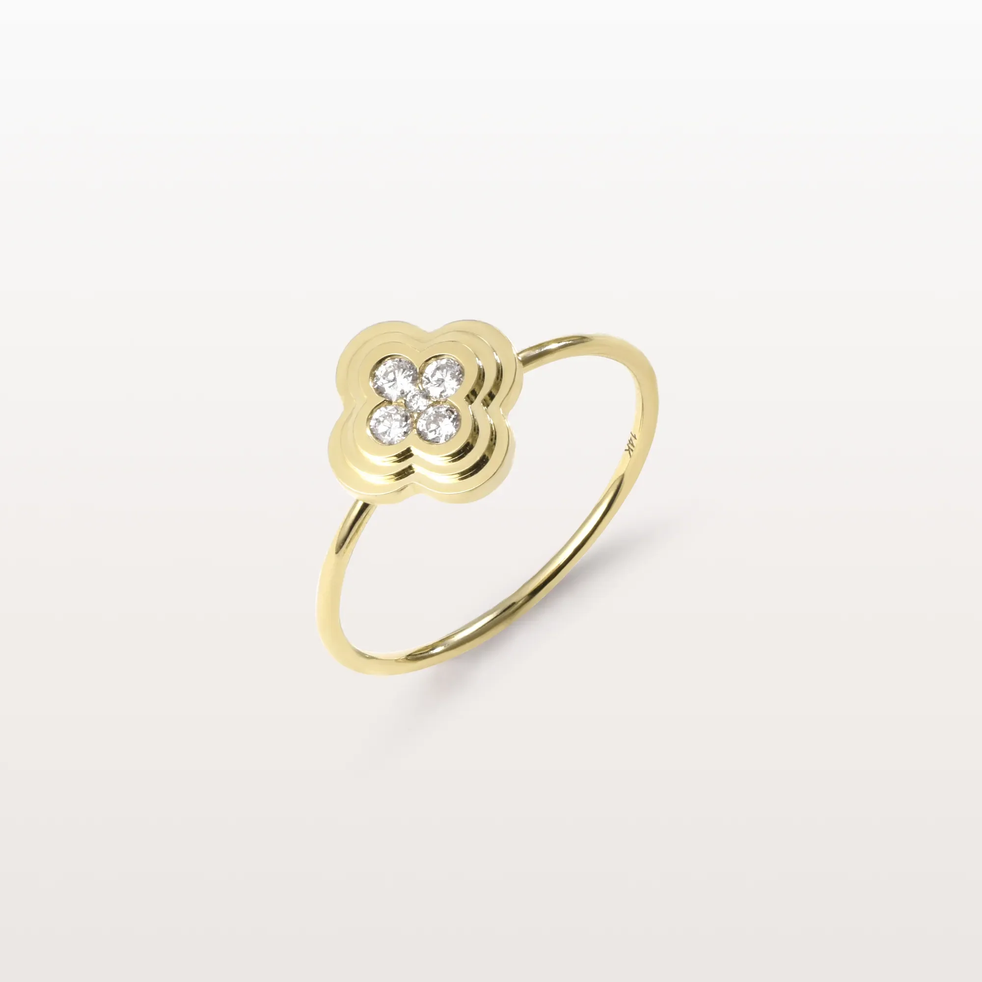 Lab Grown Diamond Clover Ring in 14K Solid Gold/Platinum - Image 4