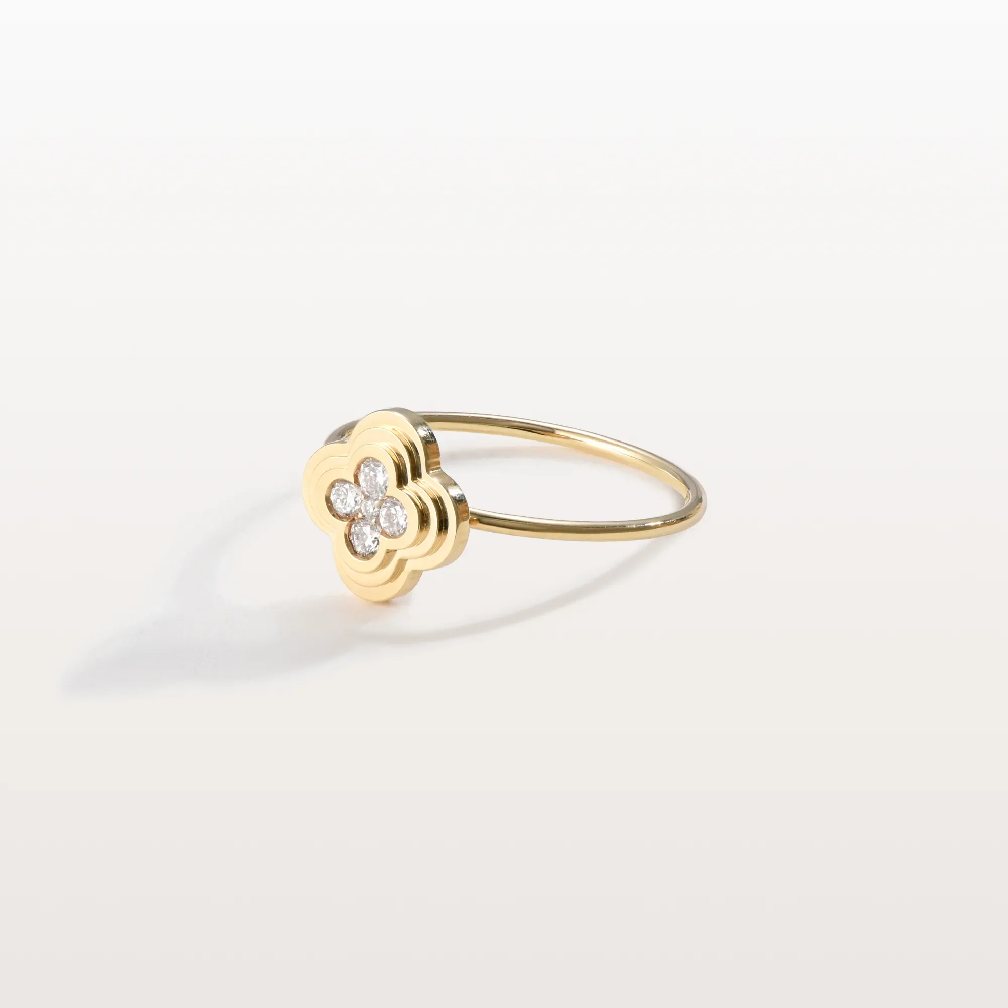 Lab Grown Diamond Clover Ring in 14K Solid Gold/Platinum - Image 5