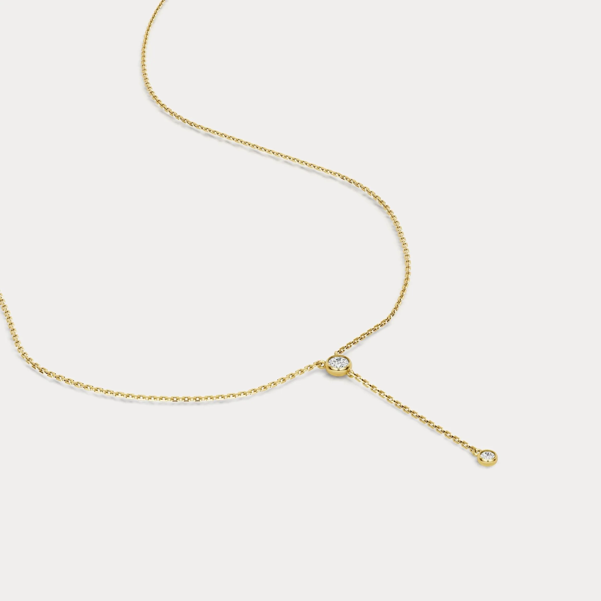 Lab-Grown Diamond Y Drop Pendant Necklace in 14K Solid Gold/Platinum - Image 3