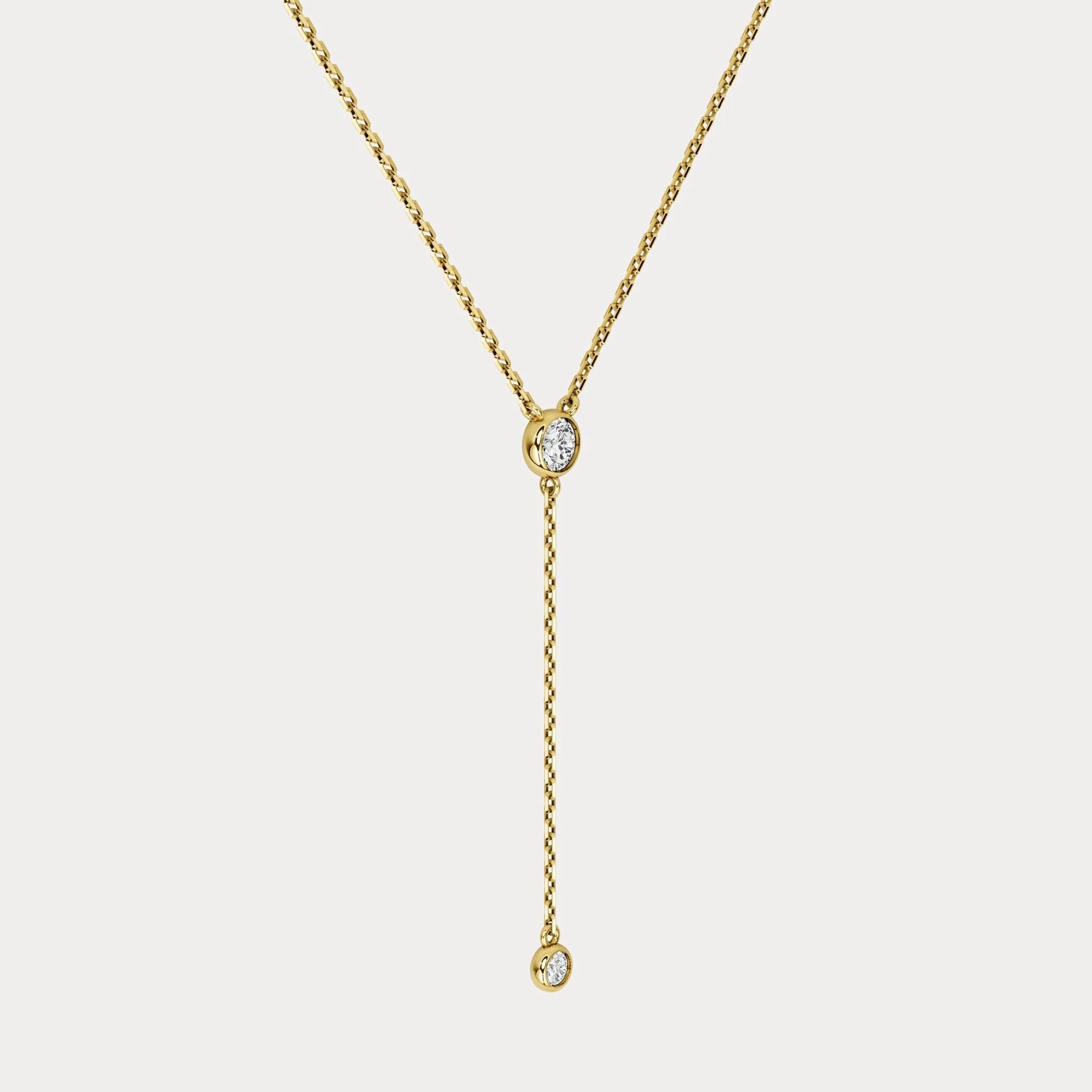 Lab-Grown Diamond Y Drop Pendant Necklace in 14K Solid Gold/Platinum - Image 4