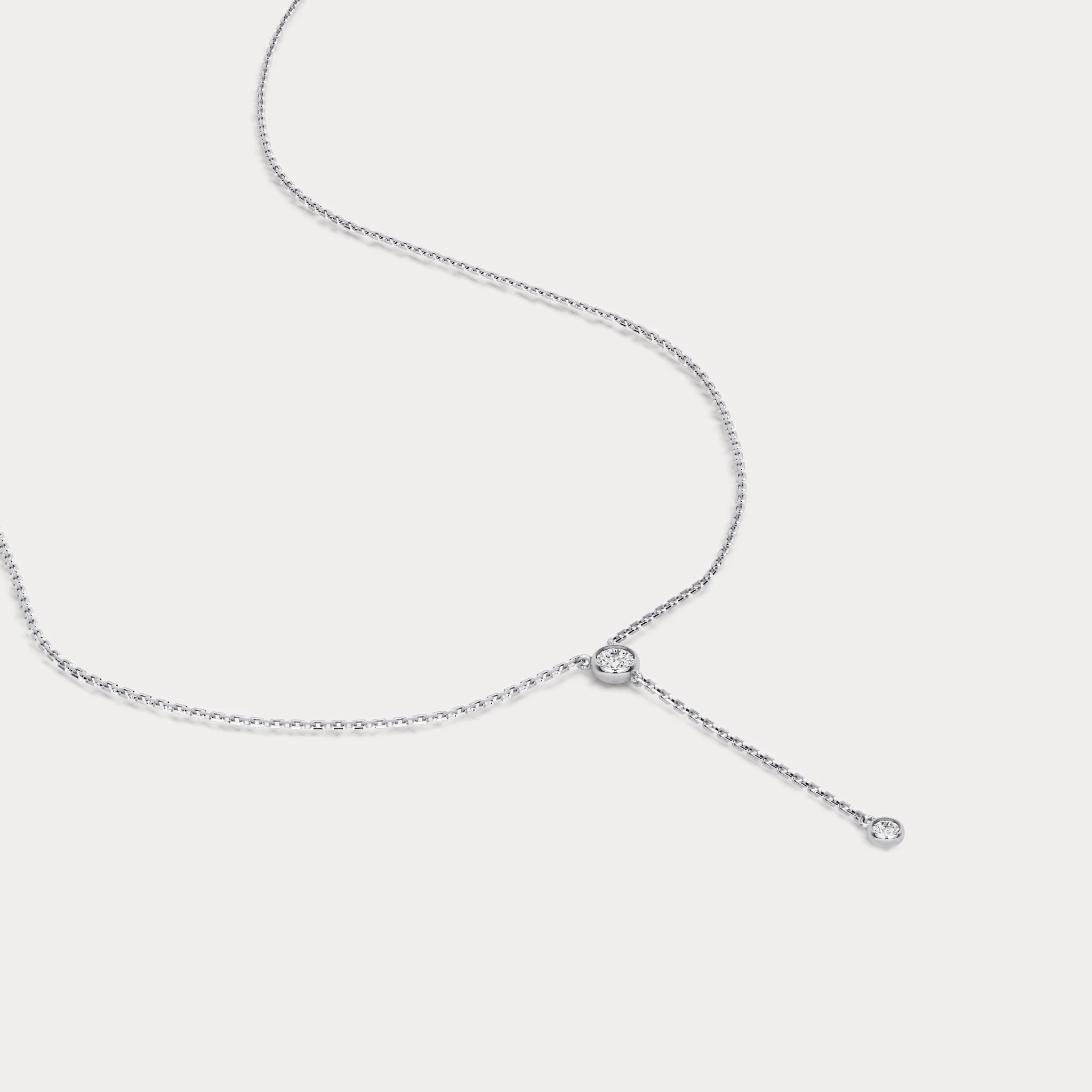 Lab-Grown Diamond Y Drop Pendant Necklace in 14K Solid Gold/Platinum - Image 8