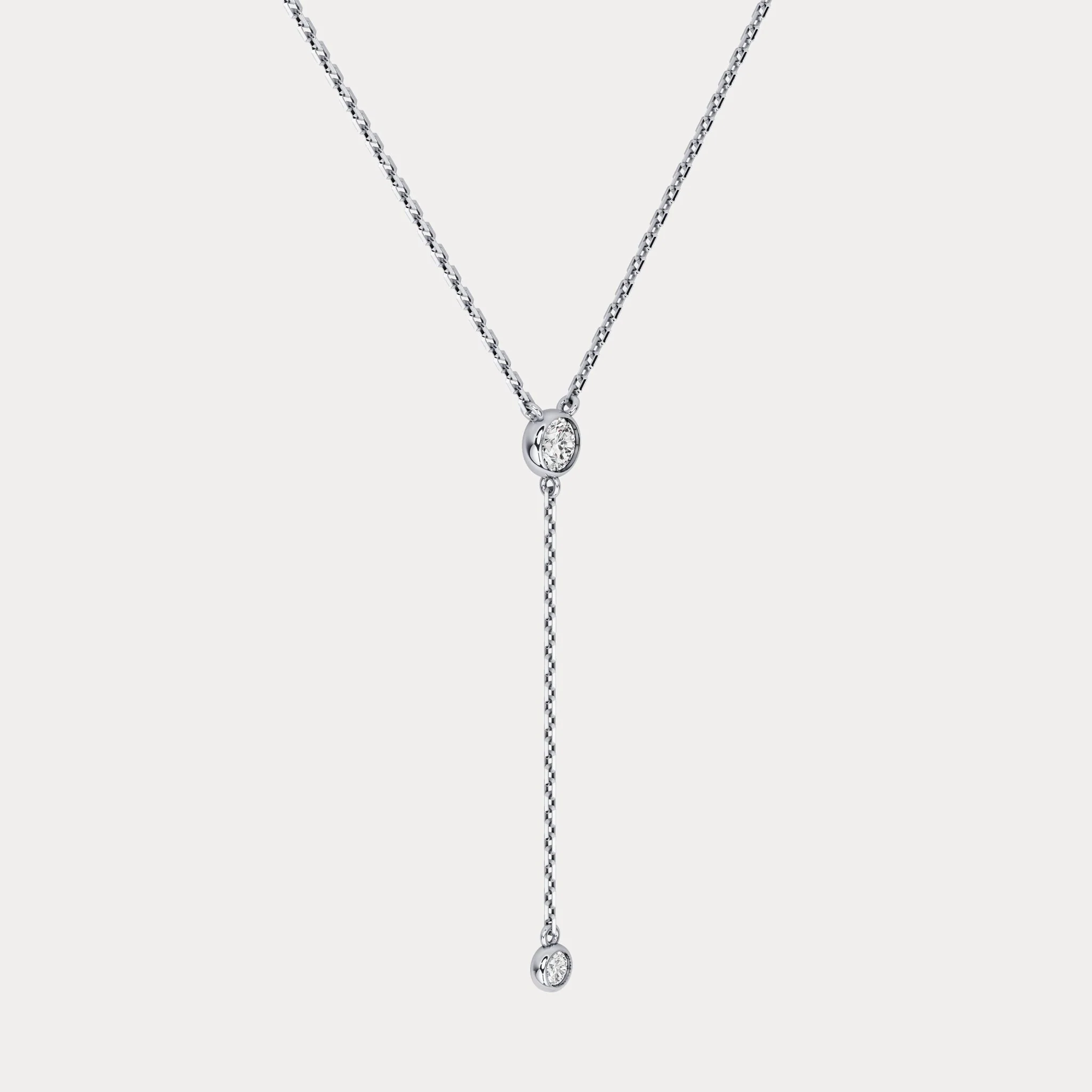 Lab-Grown Diamond Y Drop Pendant Necklace in 14K Solid Gold/Platinum - Image 9