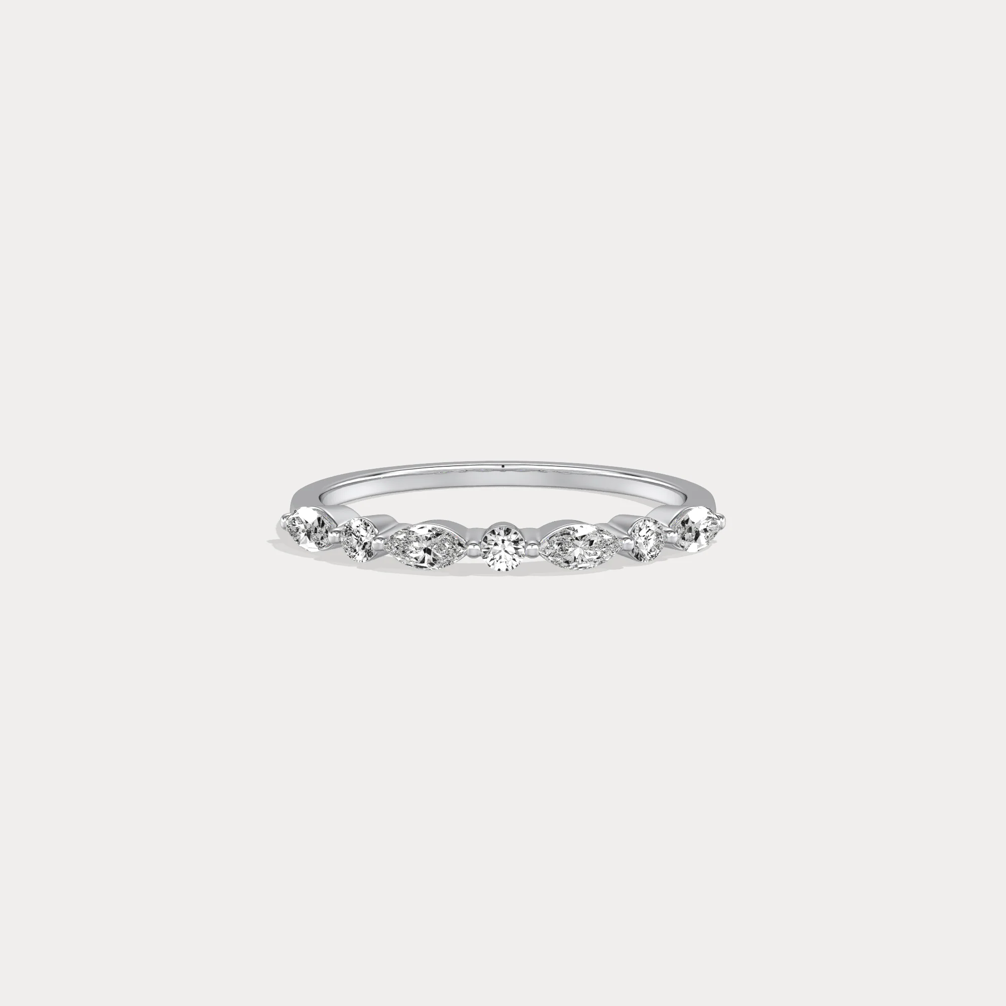 Lab Grown Diamond Half Eternity Stackable Ring In 14K Solid Gold/Platinum - Image 10