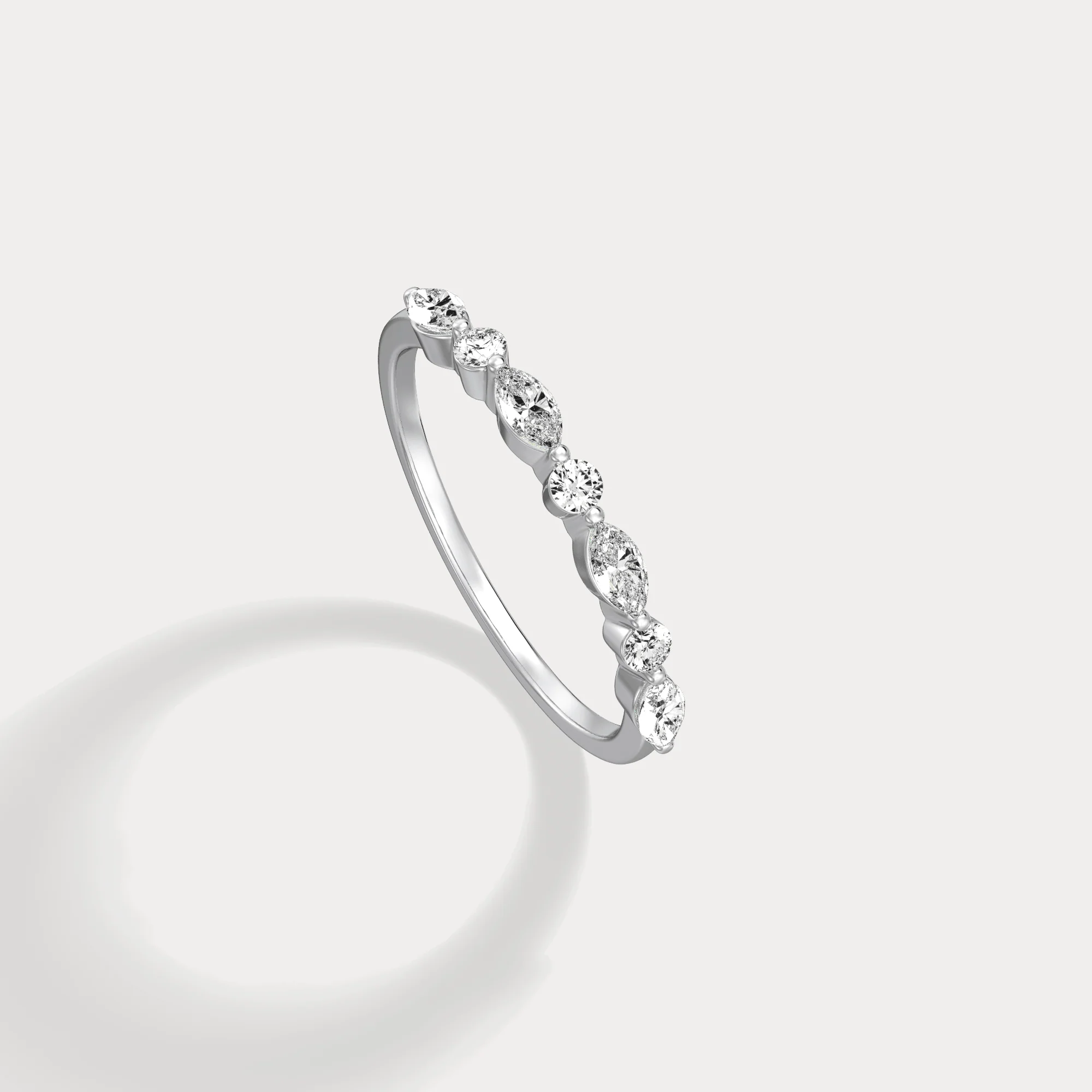 Lab Grown Diamond Half Eternity Stackable Ring In 14K Solid Gold/Platinum - Image 14