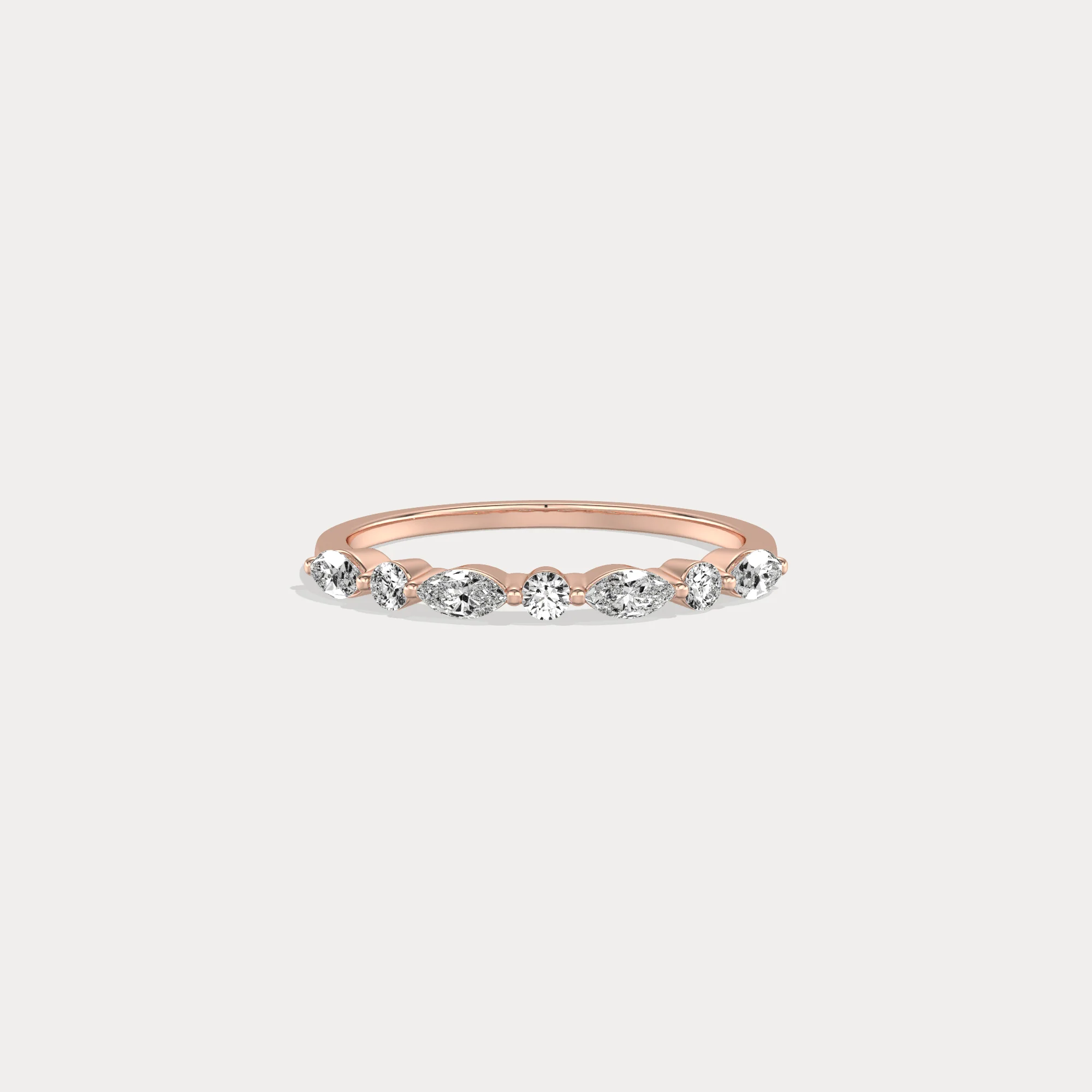Lab Grown Diamond Half Eternity Stackable Ring In 14K Solid Gold/Platinum - Image 18