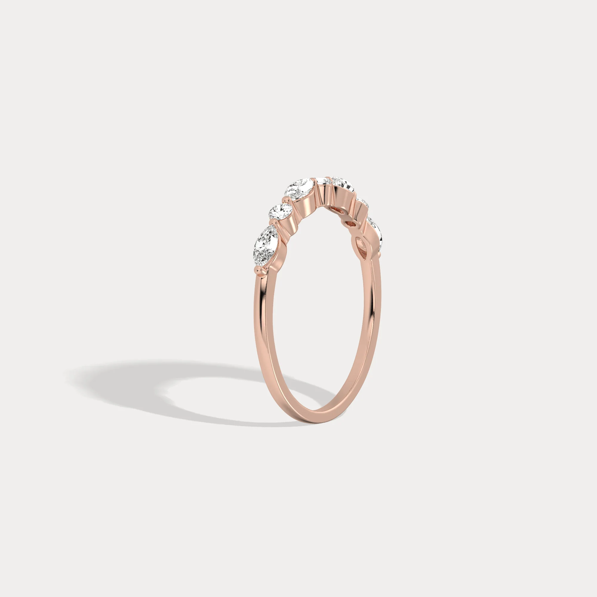 Lab Grown Diamond Half Eternity Stackable Ring In 14K Solid Gold/Platinum - Image 19