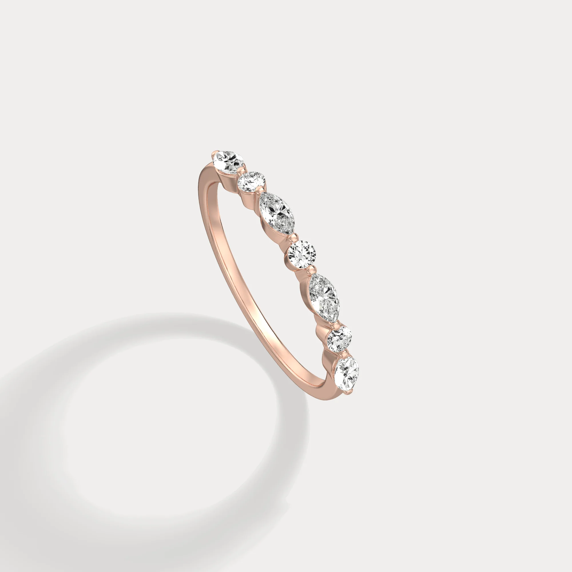Lab Grown Diamond Half Eternity Stackable Ring In 14K Solid Gold/Platinum - Image 22