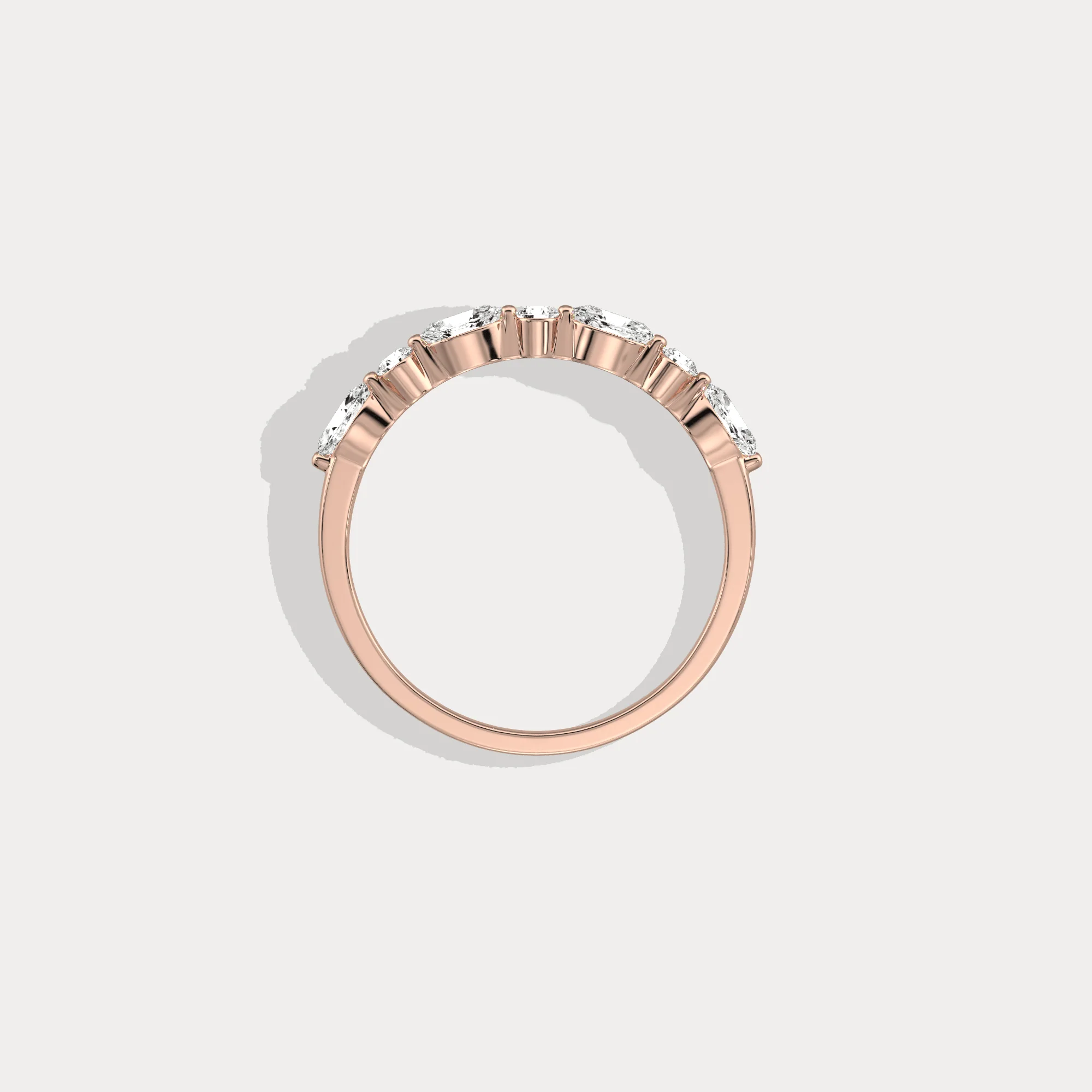 Lab Grown Diamond Half Eternity Stackable Ring In 14K Solid Gold/Platinum - Image 23