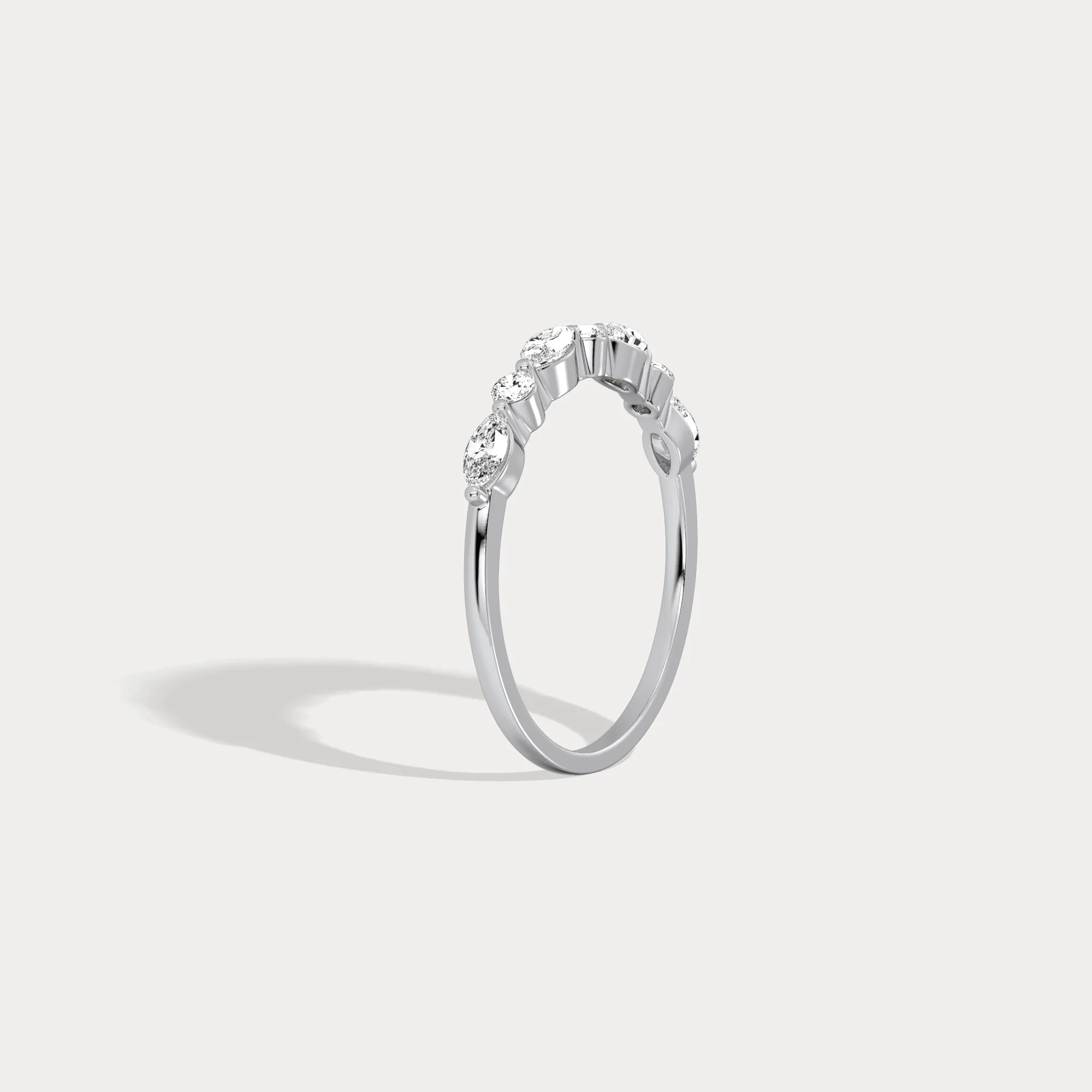 Lab Grown Diamond Half Eternity Stackable Ring In 14K Solid Gold/Platinum - Image 27