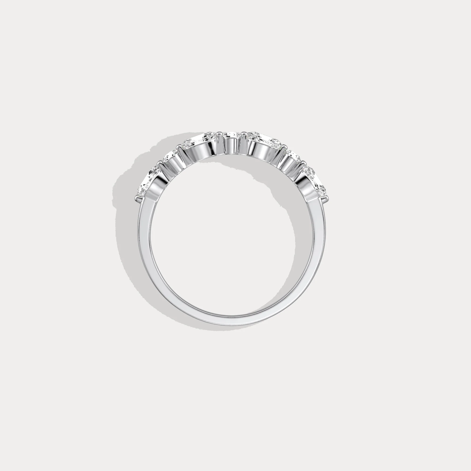 Lab Grown Diamond Half Eternity Stackable Ring In 14K Solid Gold/Platinum - Image 31