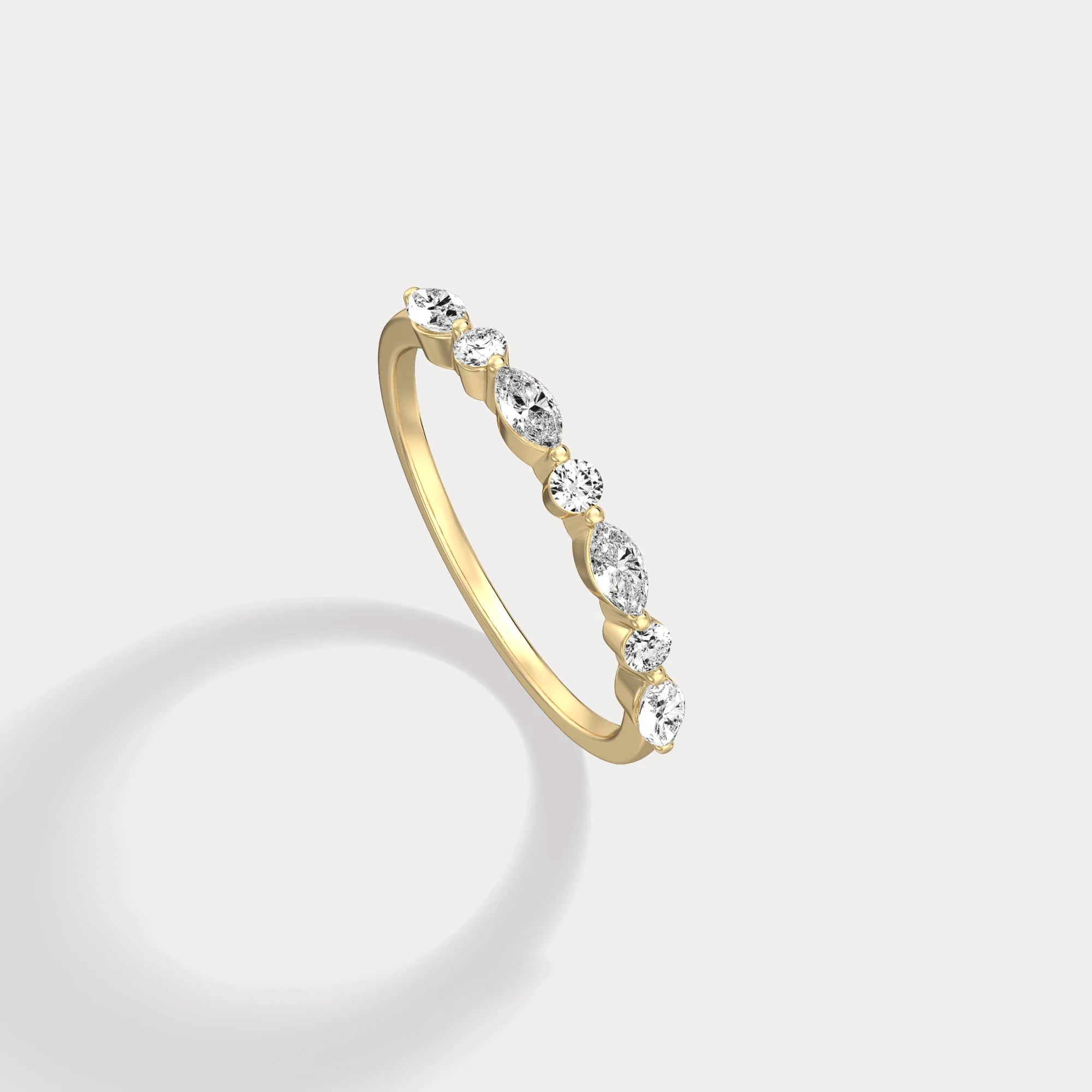 Lab Grown Diamond Half Eternity Stackable Ring In 14K Solid Gold/Platinum - Image 5