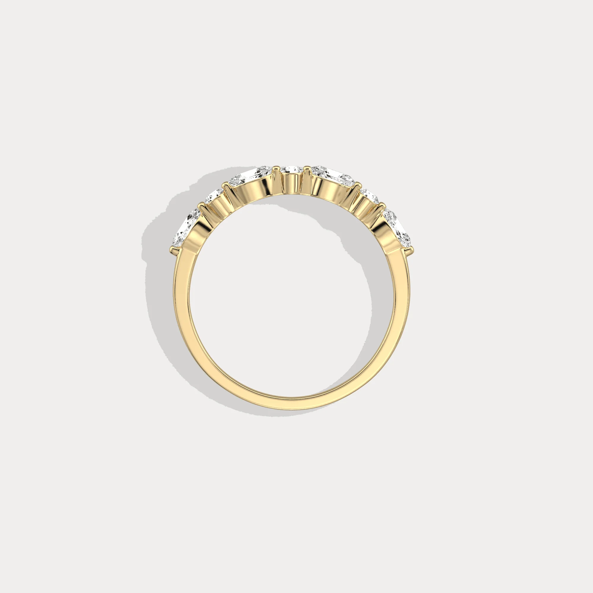 Lab Grown Diamond Half Eternity Stackable Ring In 14K Solid Gold/Platinum - Image 6