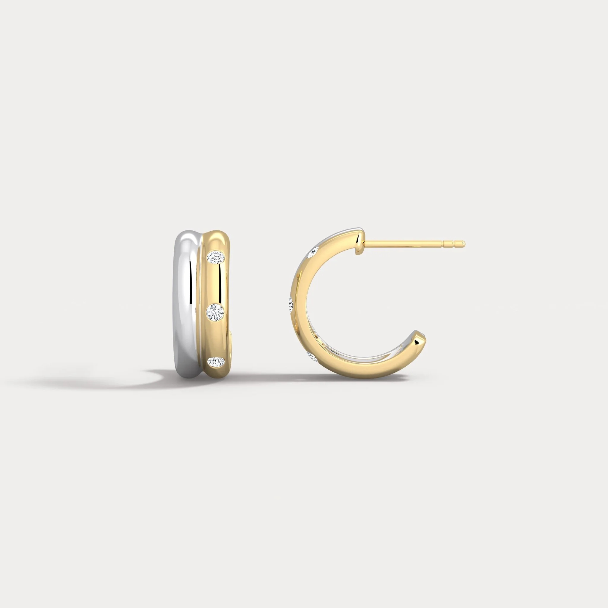 Lab-grown Diamond Half Hoop Stud Earrings in Sterling Silver