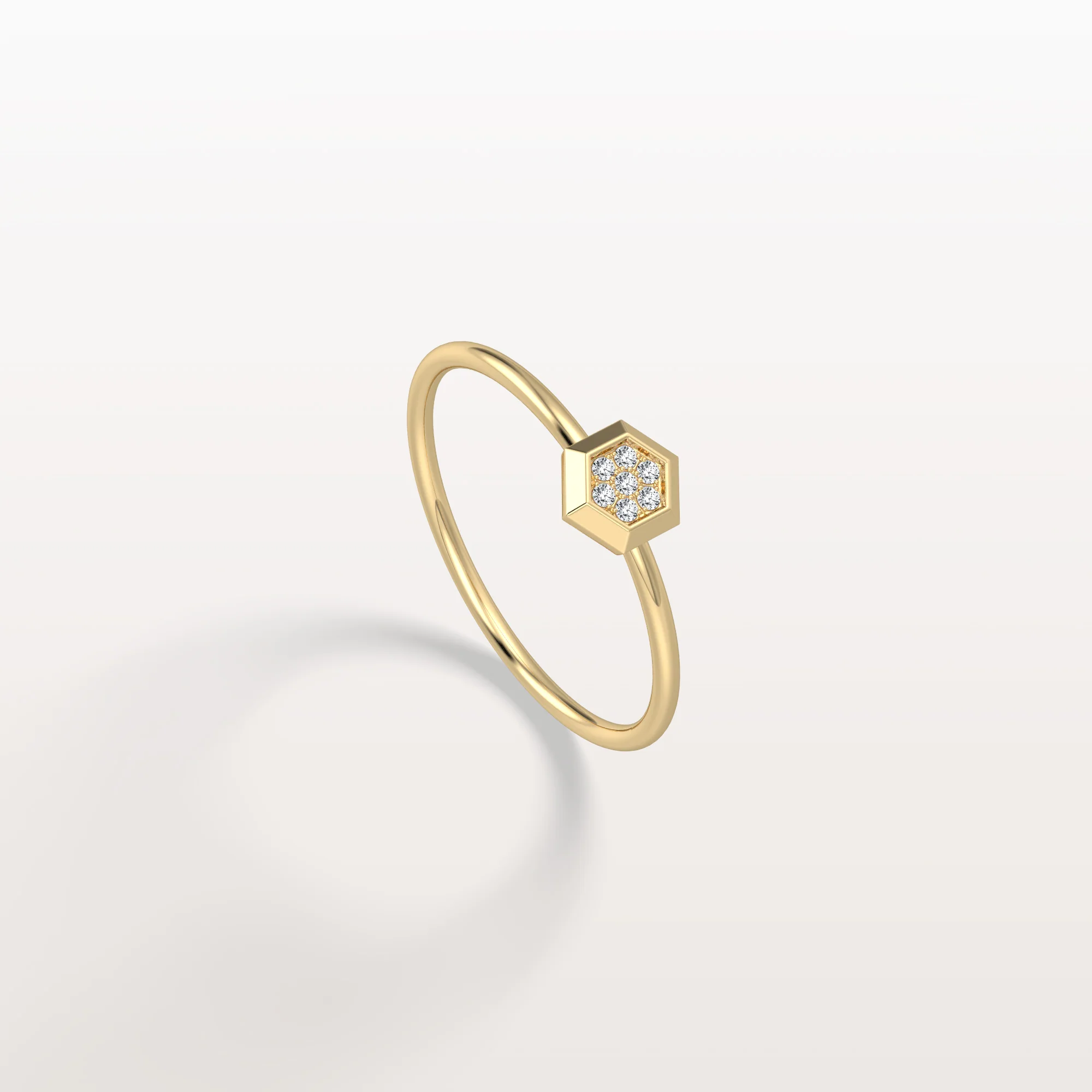 Lab Grown Diamond Hexagon Fashion Ring in 14K Solid Gold/Platinum - Image 4