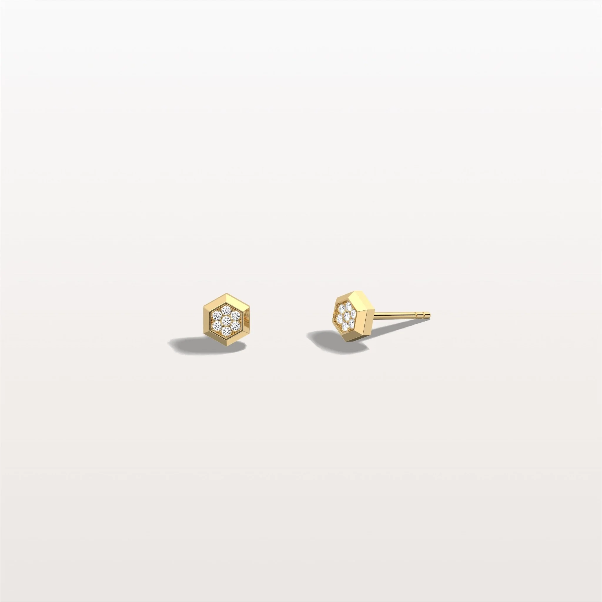 Lab Grown Diamond Hexagon Stud Earring in 14K Solid Gold/Platinum - Image 4