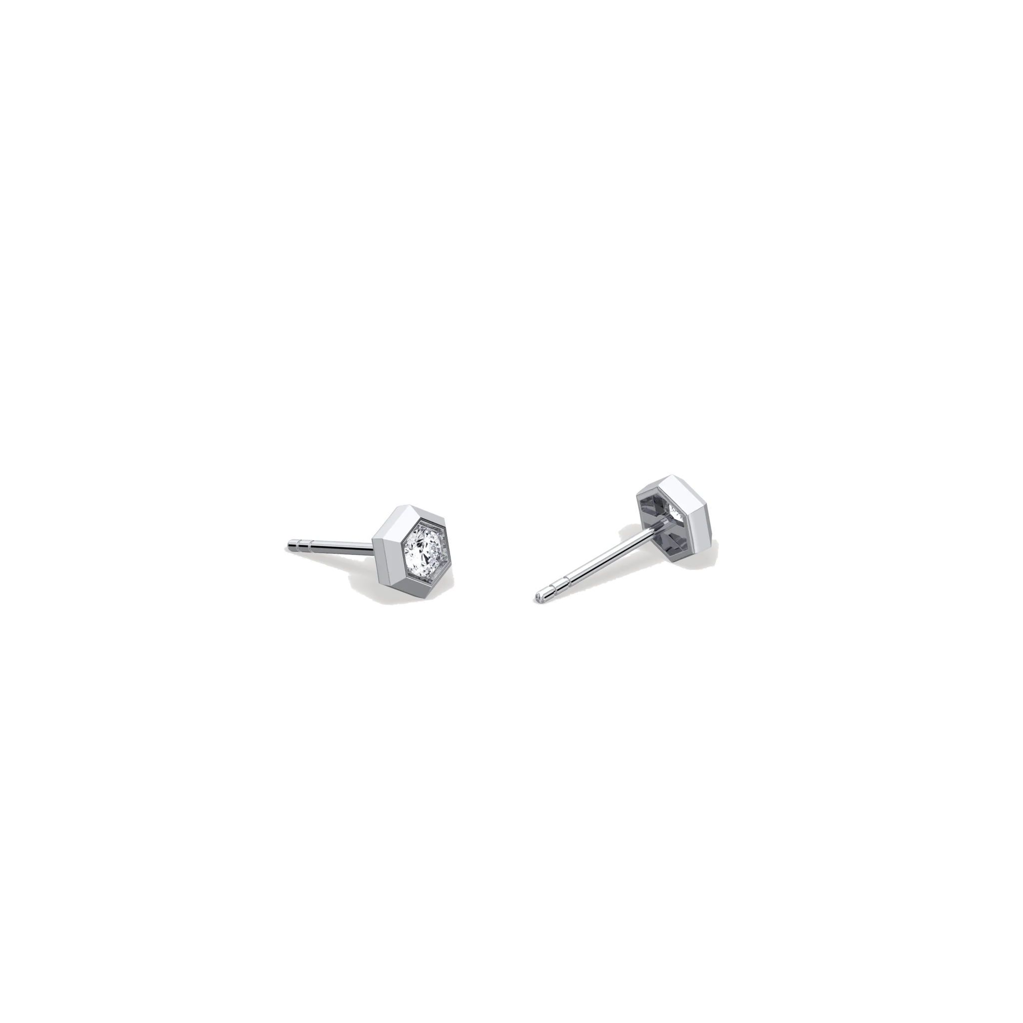 Lab Grown Diamond Hexagon Studs in 14K Solid Gold/Platinum - Image 11