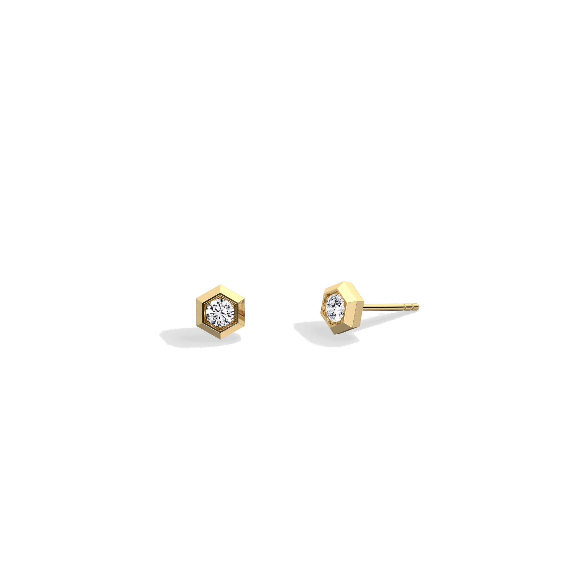 Lab Grown Diamond Hexagon Studs in 14K Solid Gold/Platinum - Image 4