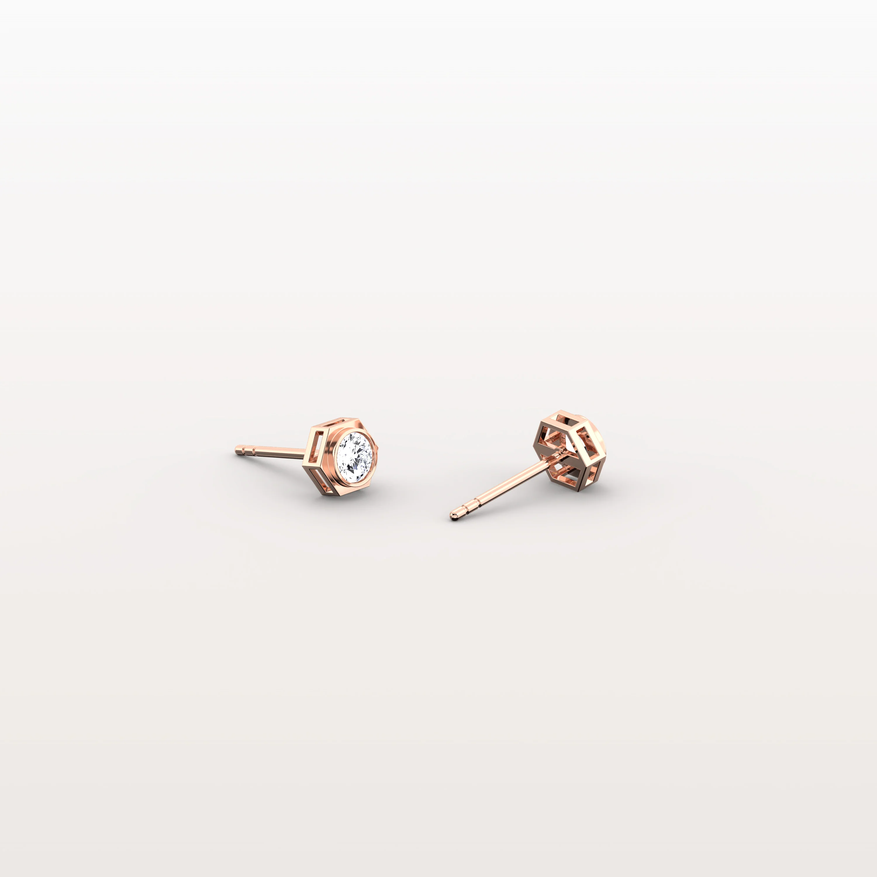 Lab Grown Diamond Hexagon Studs in 14K Solid Gold/Platinum - Image 18