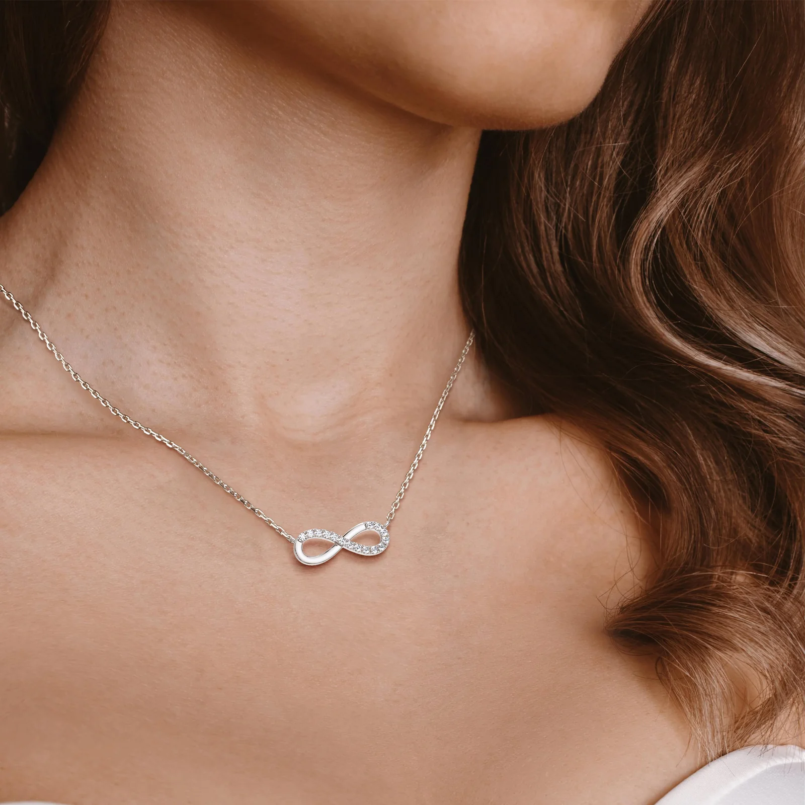 Lab Grown Diamond Infinity Necklace In 14K Solid Gold/Platinum - Image 14