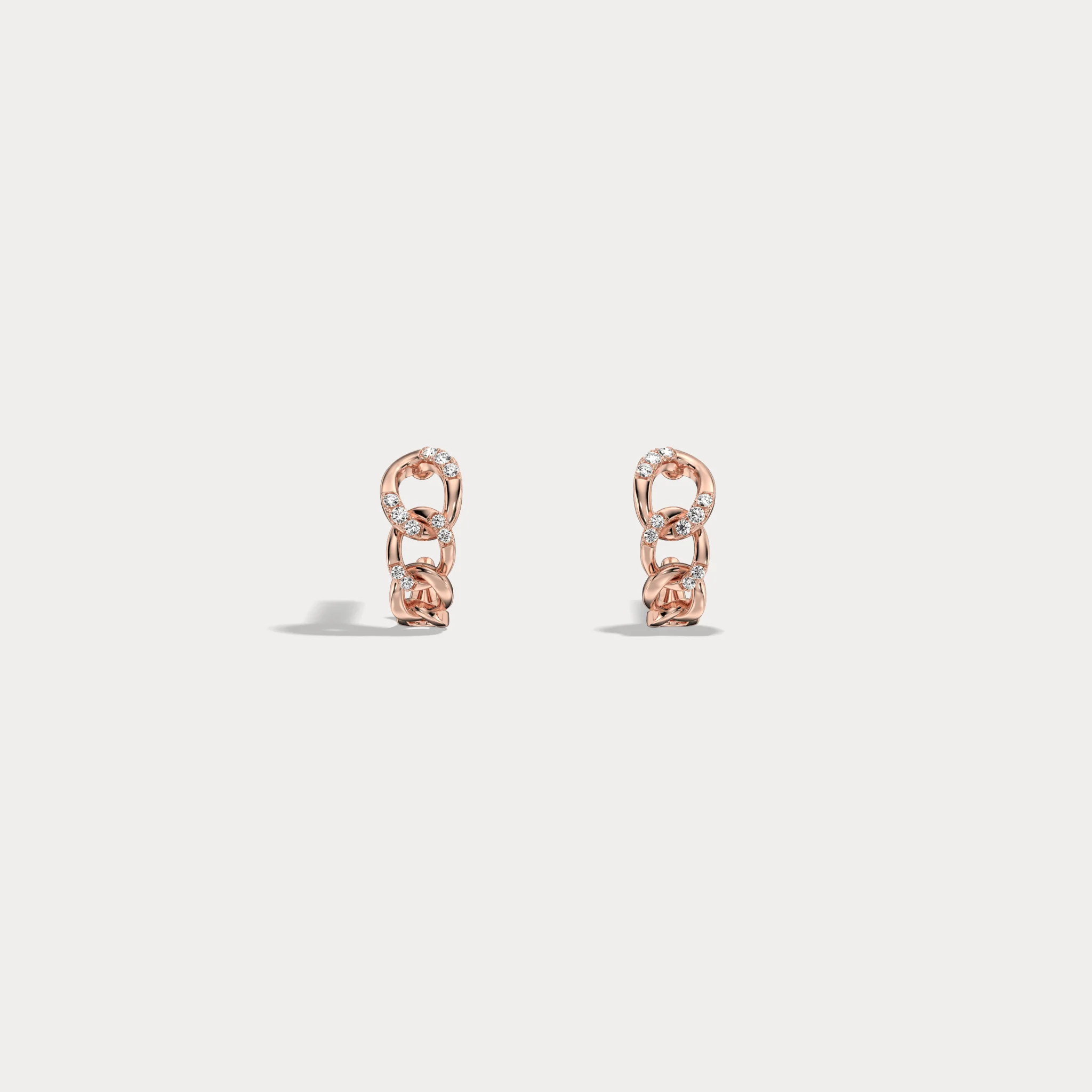 Lab-Grown Diamond Interlocking Chain Link Huggie Hoop Earrings in 14K Gold/Platinum - Image 17