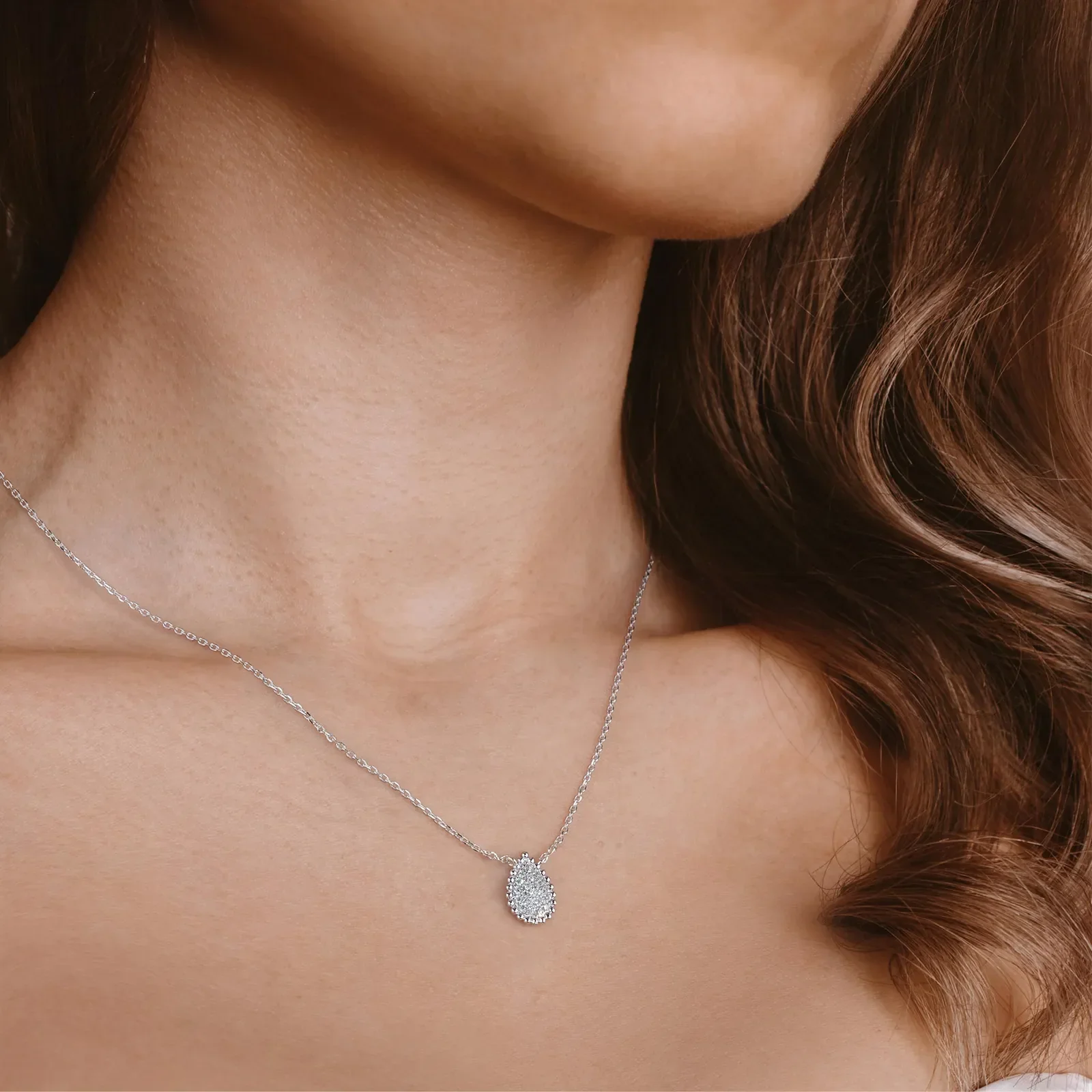 Lab Grown Diamond Teardrop Necklace in 14K Gold/Platinum - Image 8