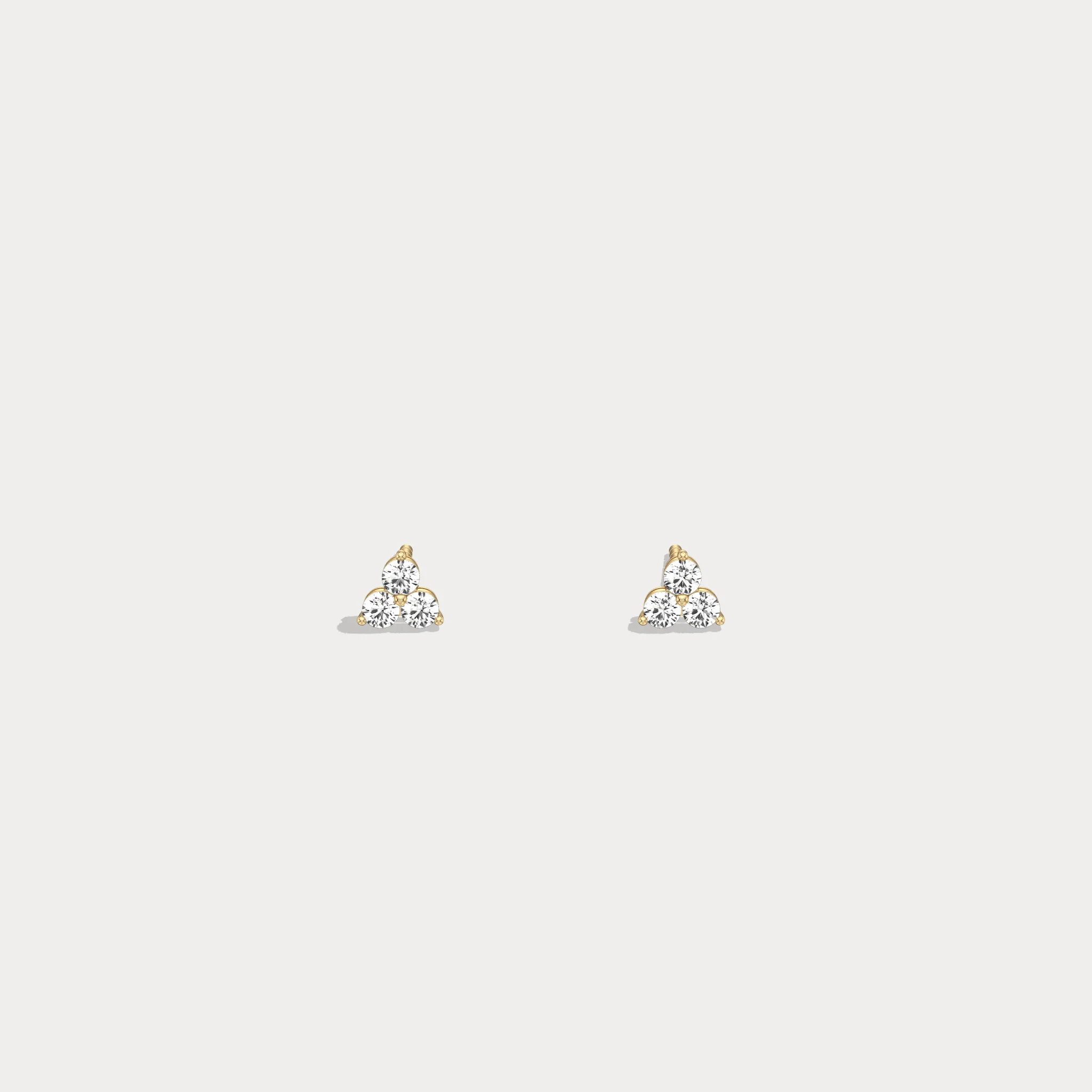 Lab Grown Diamond Three Stone Stud Earrings in 14K Gold/Platinum
