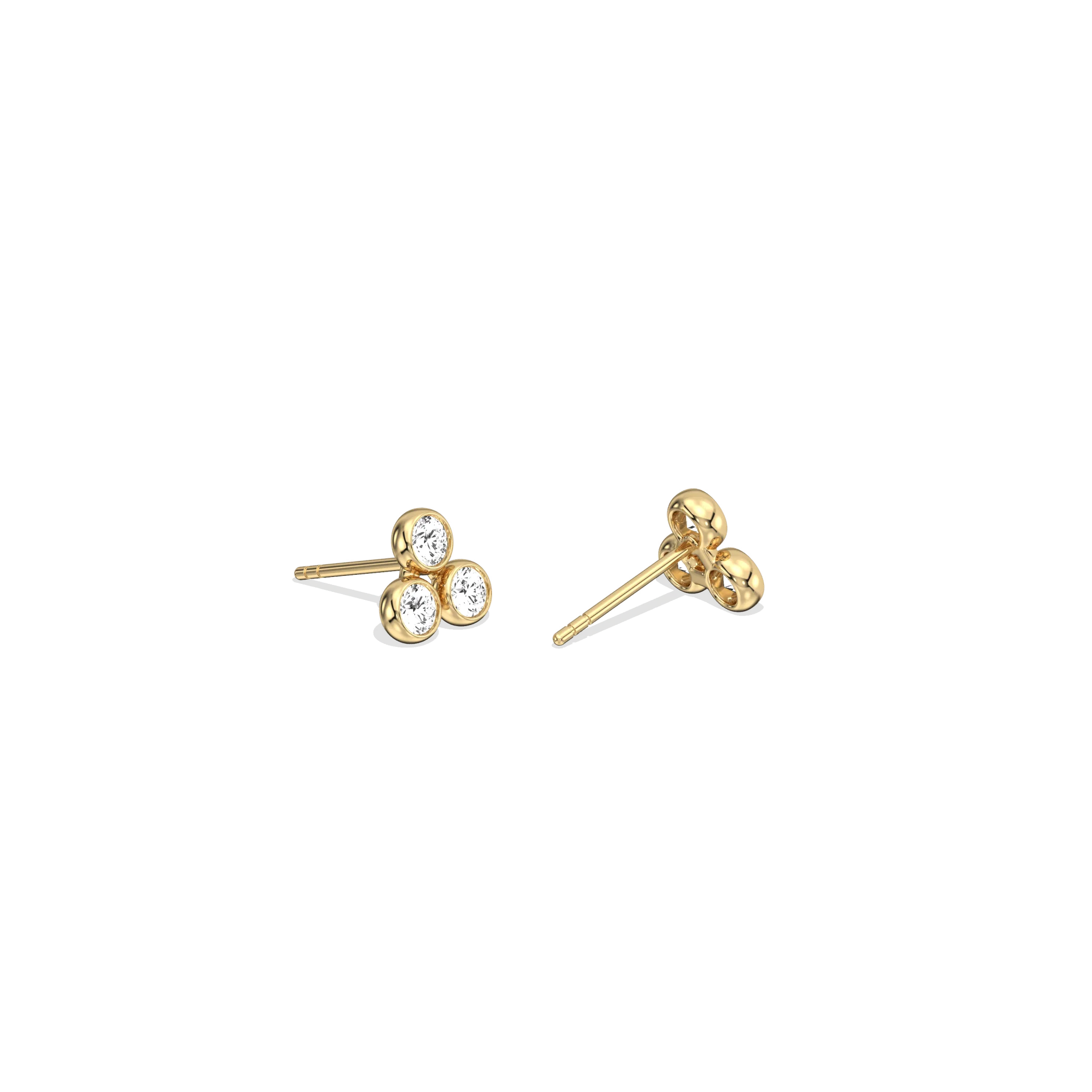 Lab-Grown Diamond Trio Stud Earrings in 14K Solid Gold - Image 4
