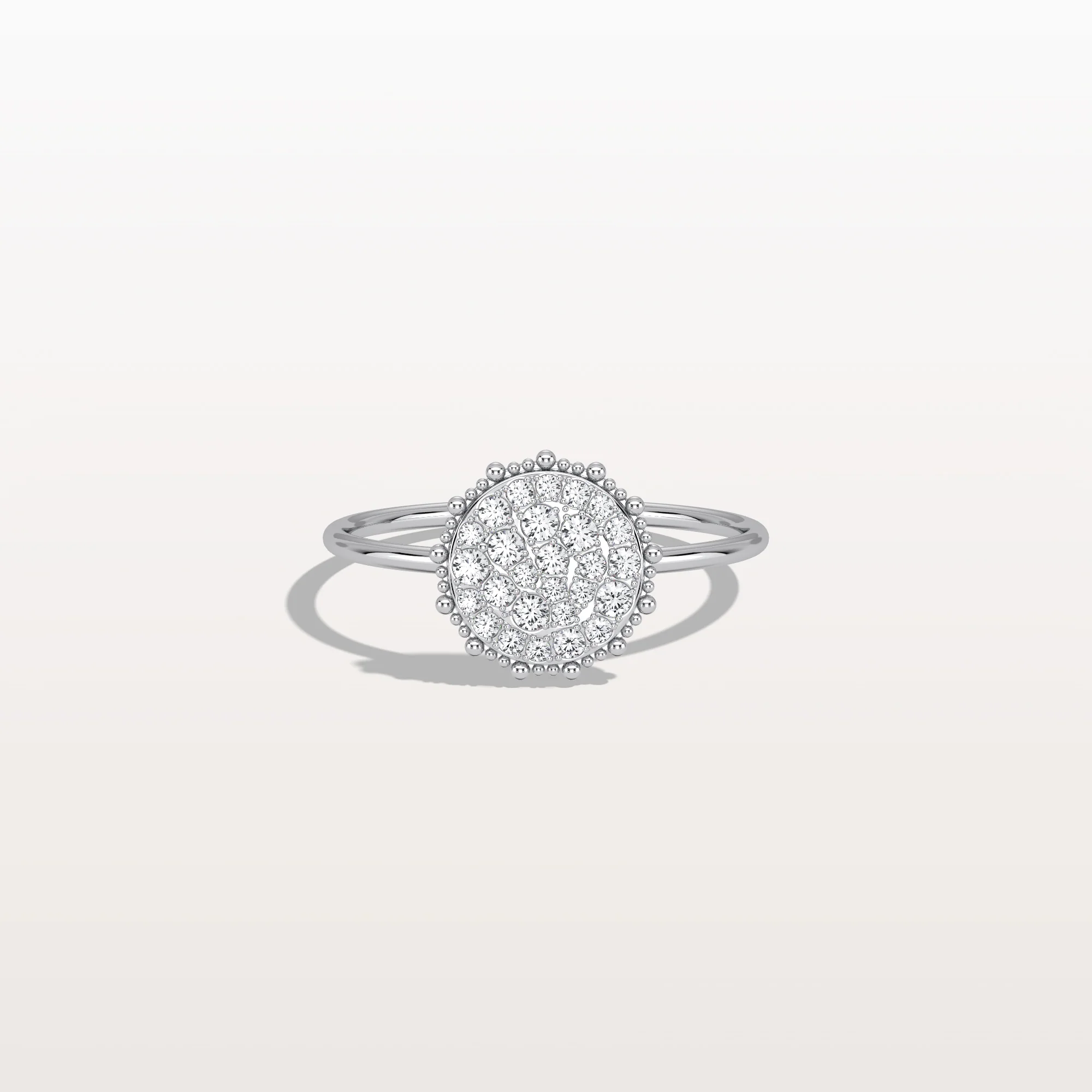 Lab Grown Milgrain Halo Cluster Ring in 14K Solid Gold/Platinum - Image 26