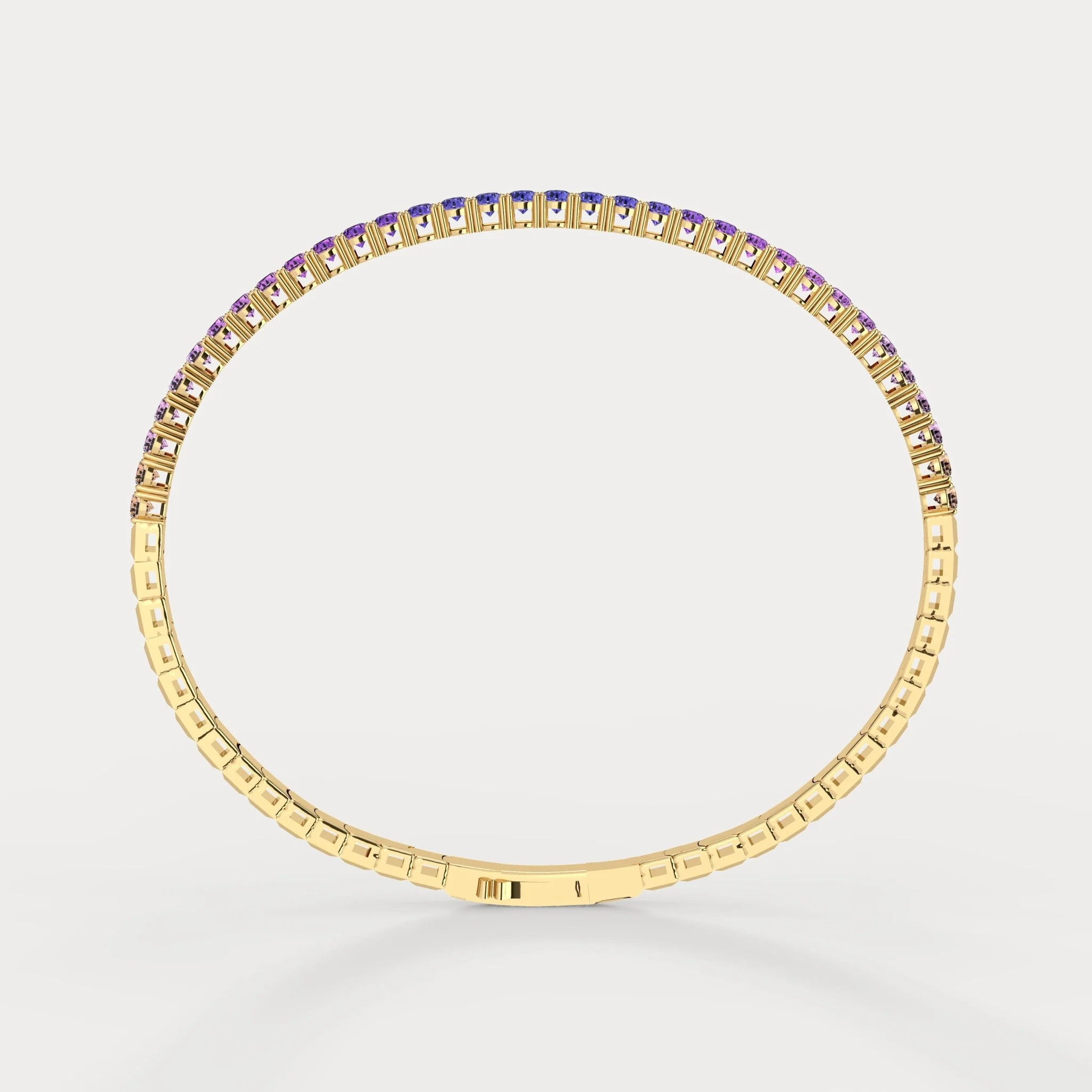 Lab-Grown Sapphire Flexible Bangle Bracelet in 14K Yellow Gold - Image 5