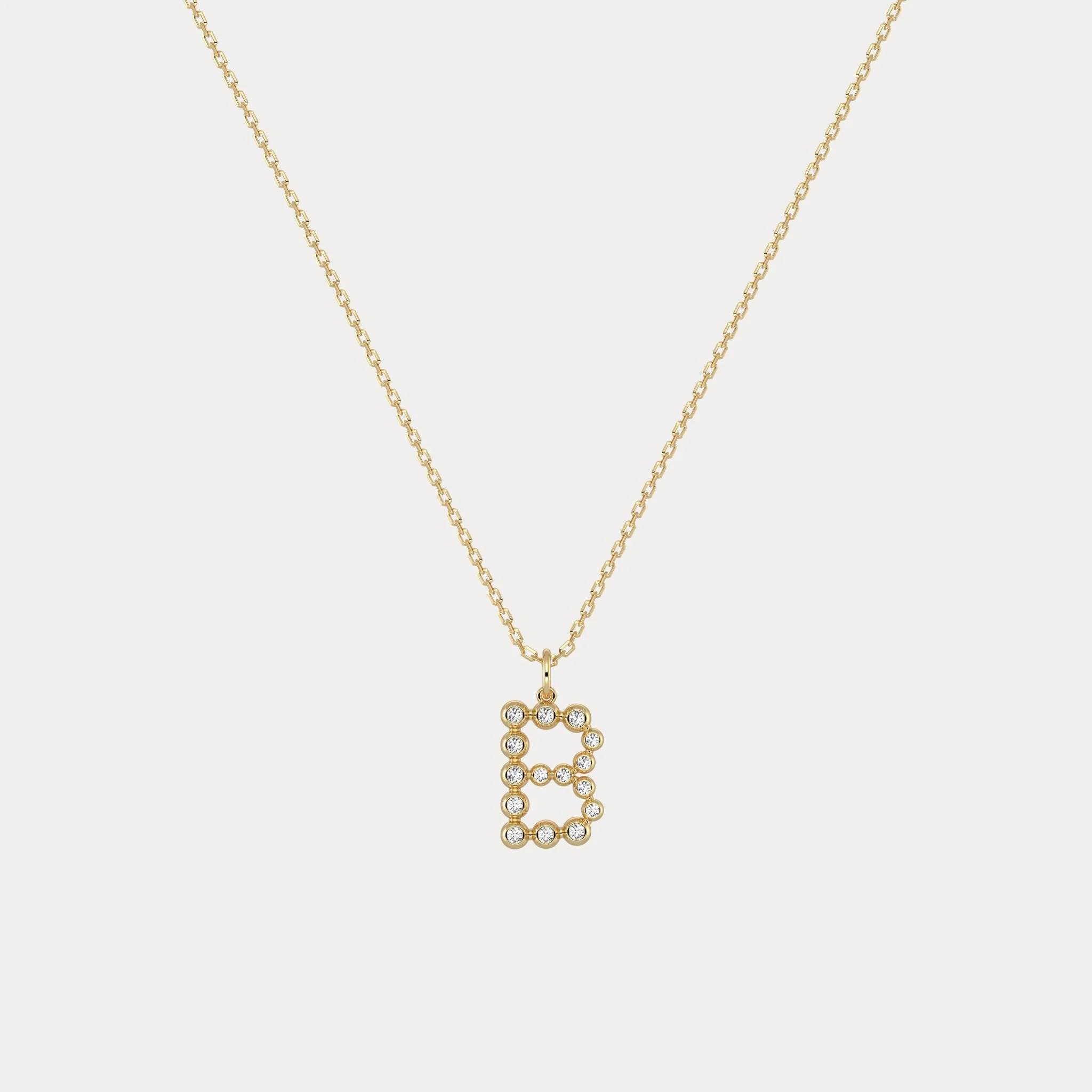 Letter B Initial Necklace Bubble Pendant