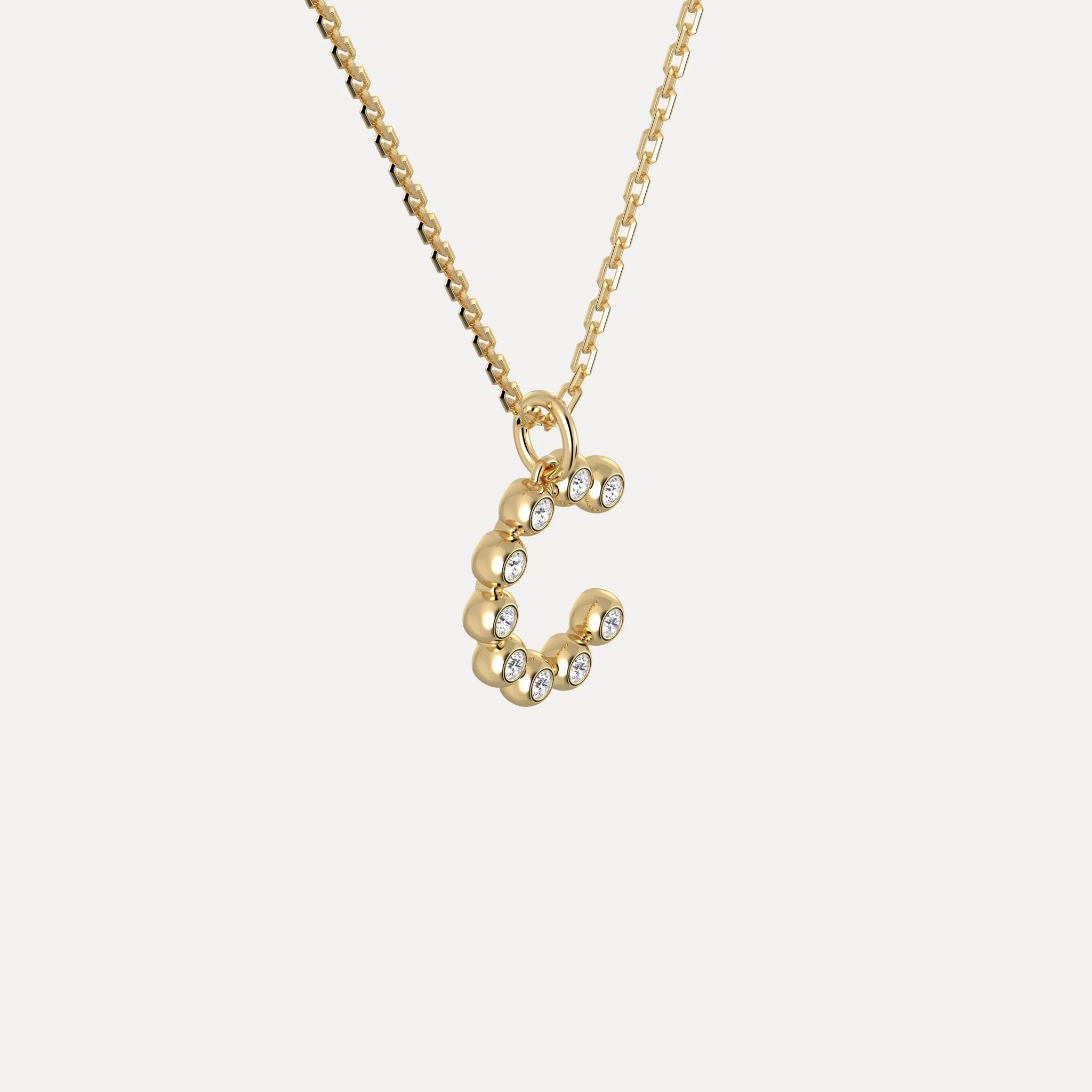 Letter C Initial Necklace Bubble Pendant - Image 5
