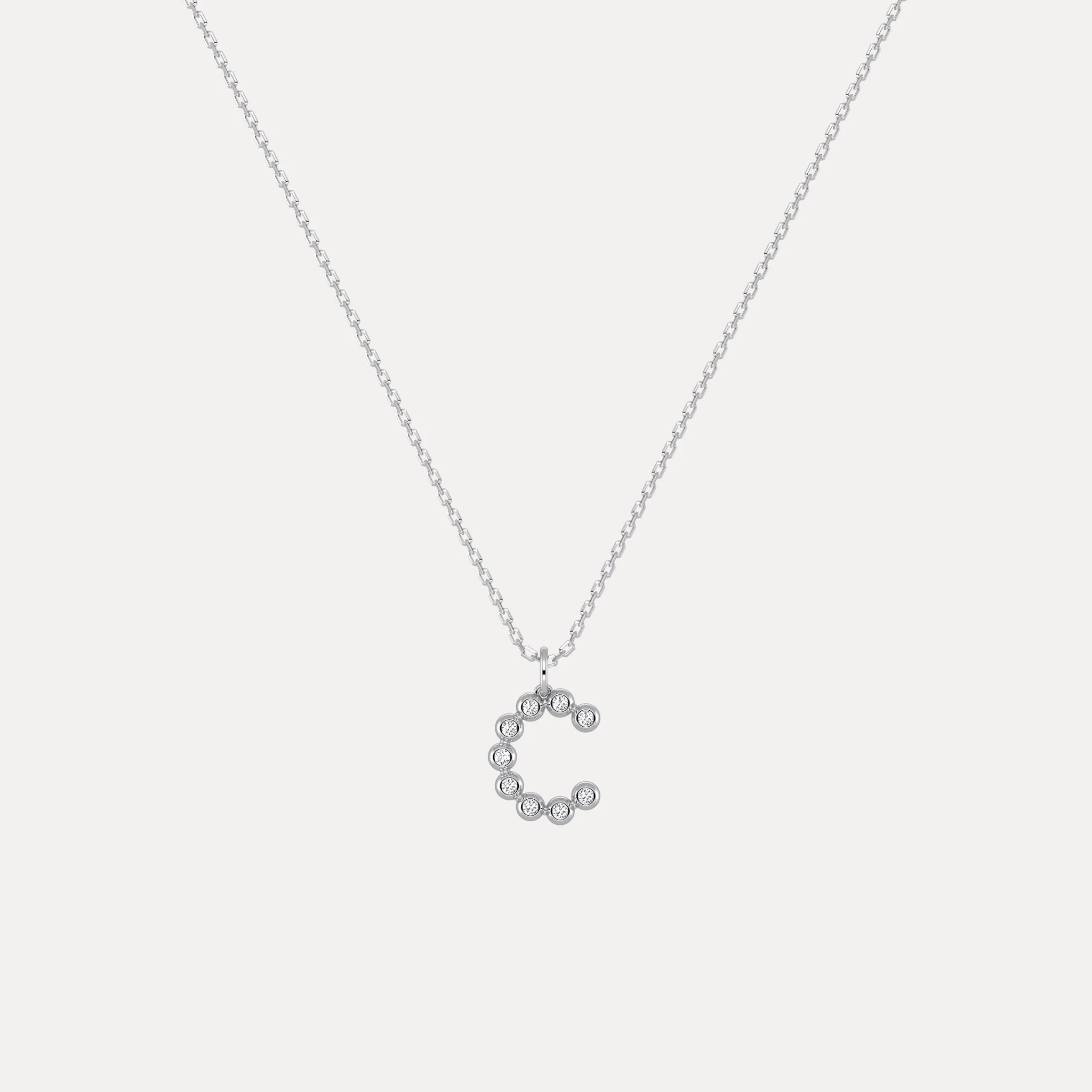 Letter C Initial Necklace Bubble Pendant - Image 8