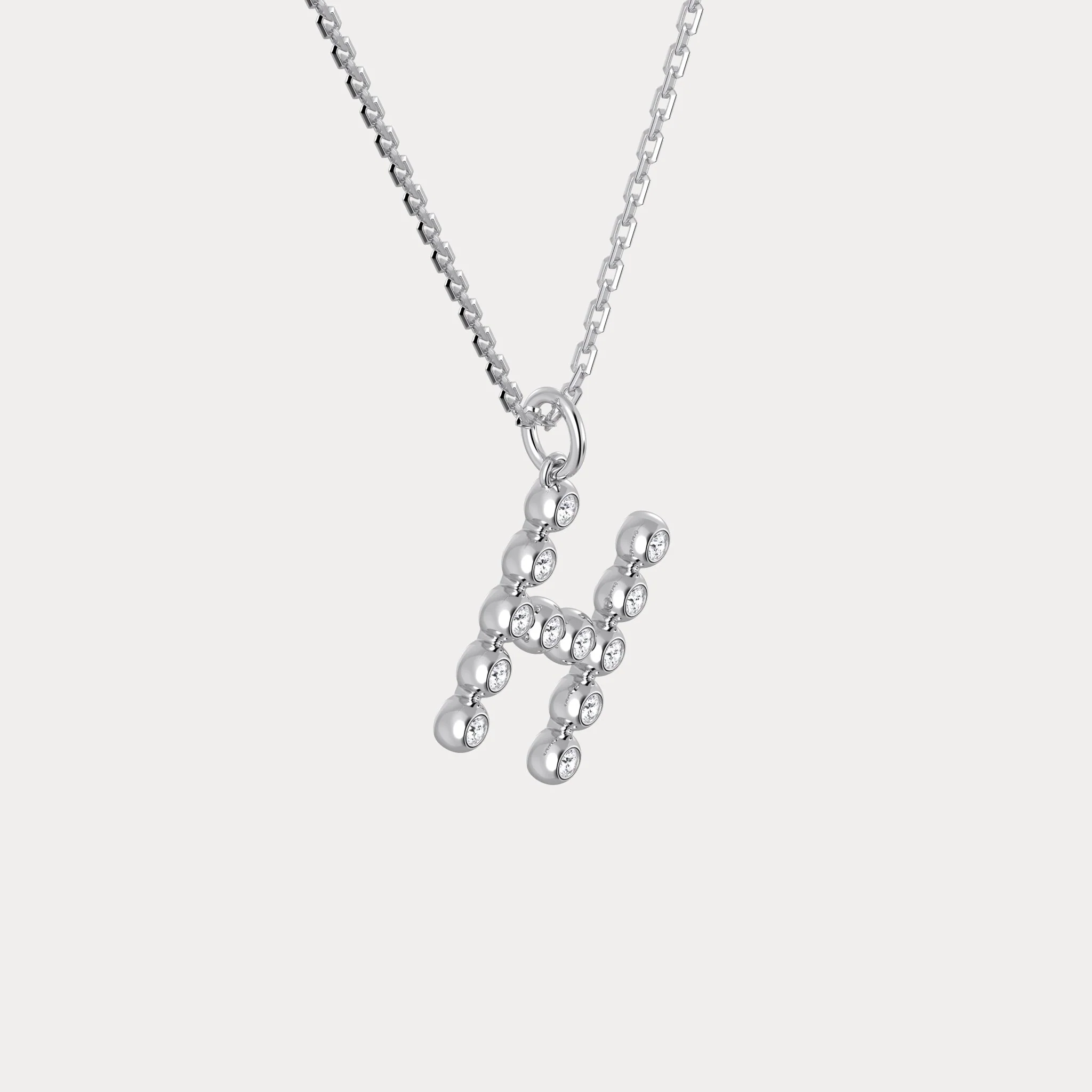 Letter H Initial Necklace Bubble Pendant - Image 8